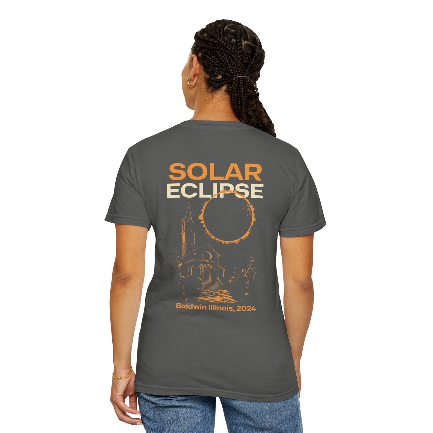 Solar Eclipse 2024 Baldwin Illinois USA Shirt Adult S-4XL - Black/Pepper, Path of Totality Shirt, Gift for Eclipse Lover