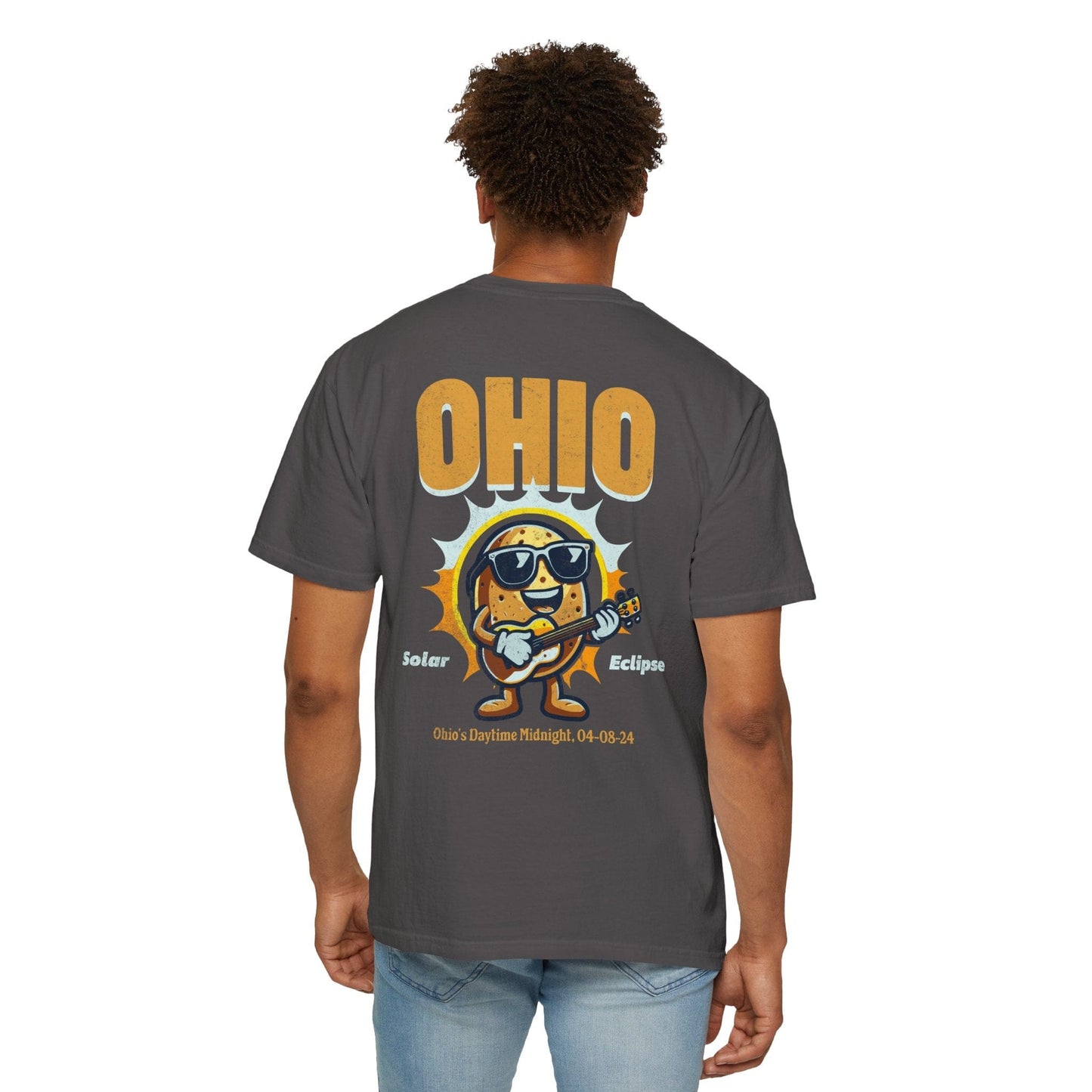 Ohio Total Solar Eclipse 4.08.24 America Shirt Adult S-4XL - Black/Graphite, Sun Totality April 8th T-Shirt, Back Design Tee