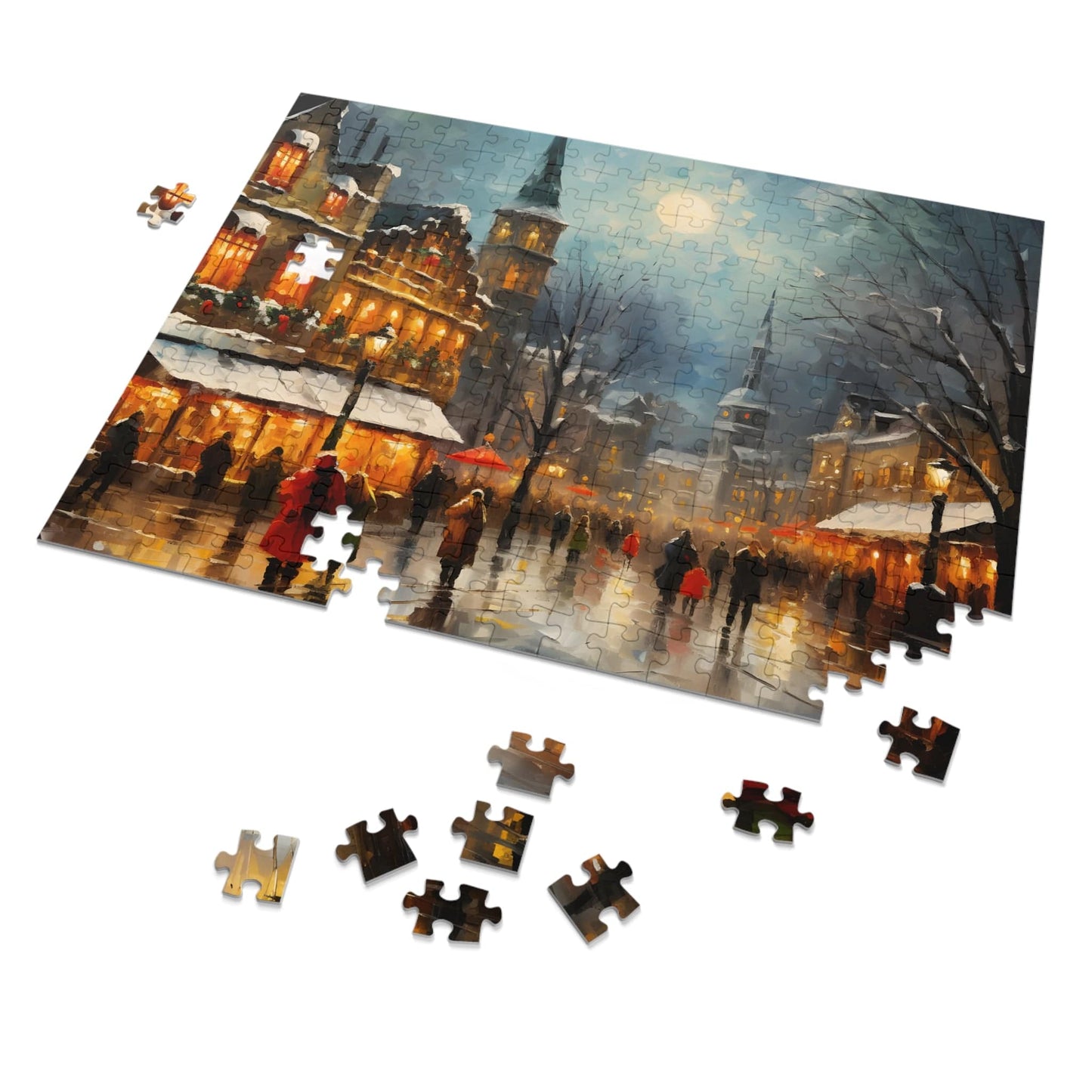 Christmas Jigsaw Puzzle: Bustling Christmas Market | Van Gogh Inspired | Customizable Sizes (30-1000 Pieces) | Ideal Gift for Family Game Night | Stress Relief for Kids & Adults