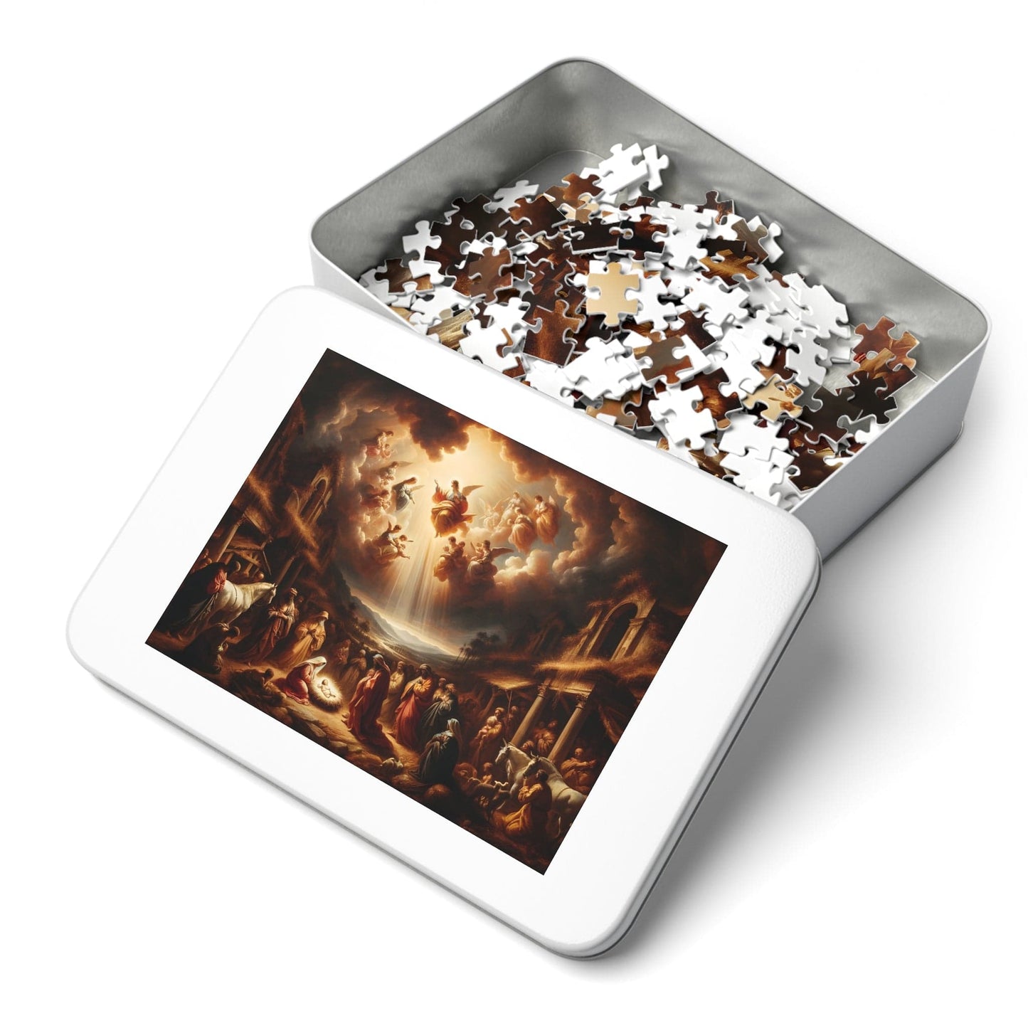 Jesus and Angels Jigsaw Puzzles | Classic Nativity Scene Jigsaw Puzzle 110, 252, 500, 1000 Piece for Christmas | Limited Edition | DIY Stress Reliever Gift