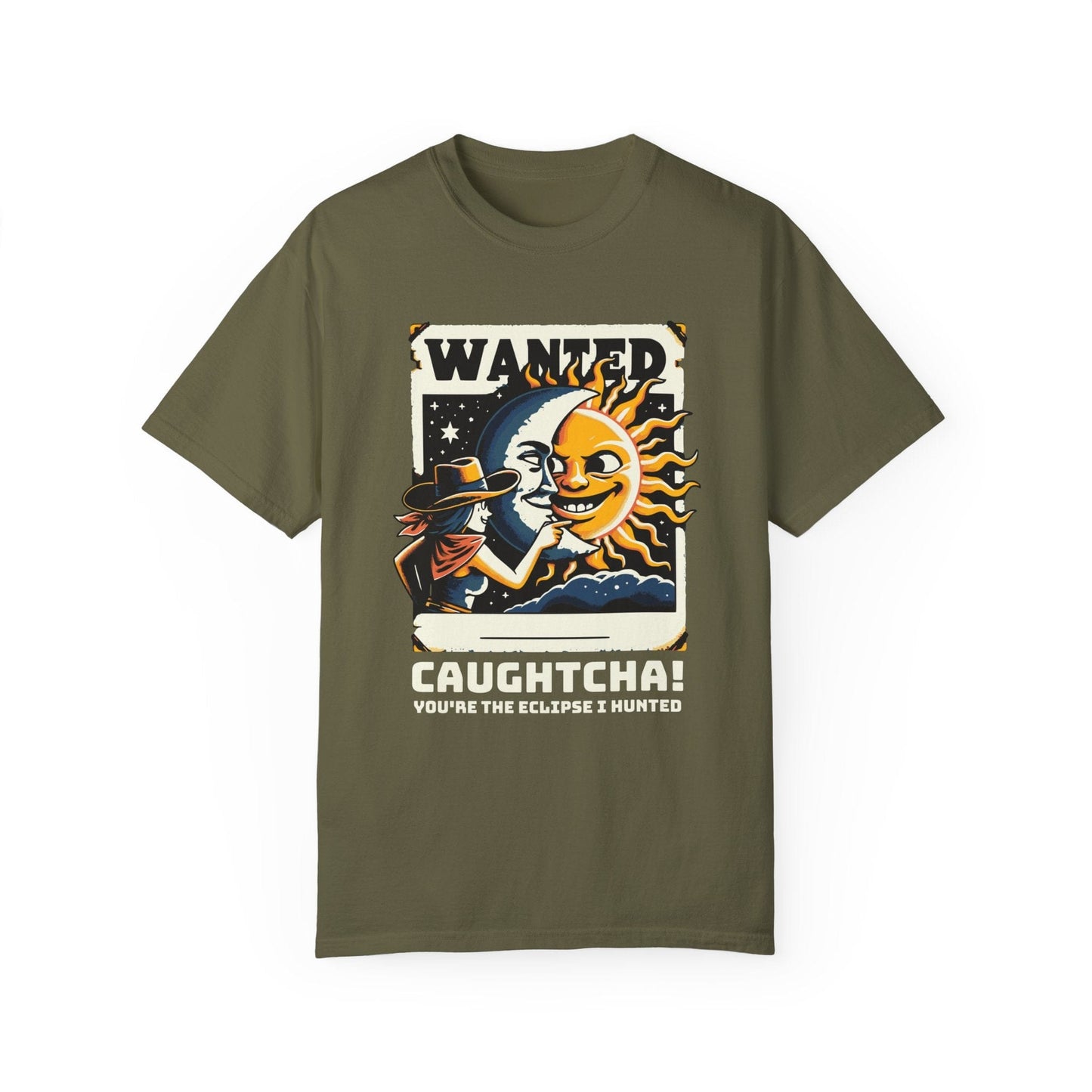 Cowgirl Caughtcha Solar Eclipse 2024 4.08.24 Comfort Colors T-Shirt Adult S-4XL - Black/Sage
