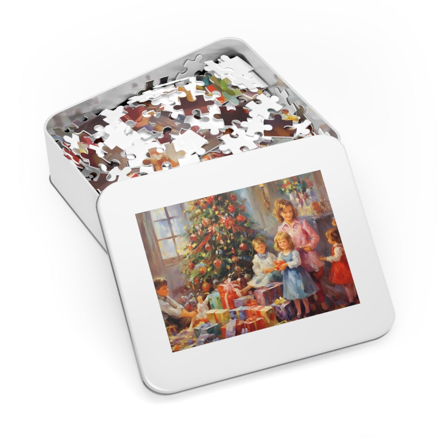 Christmas Tree Jigsaw Puzzle 1000 Piece: Children with Gifts Around Christmas Tree | Custom Sizes (110-1000 Pieces) | Hardest Puzzles | Christmas Family Activity | Educational Gift for All Ages