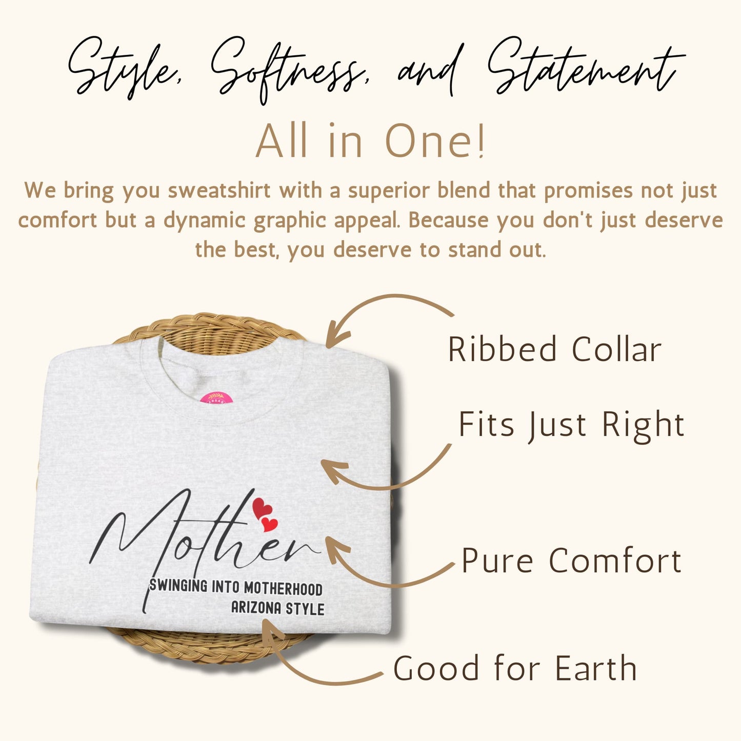 Showcase of the features of the Custom Baseball Mom Crewneck Sweatshirt, emphasizing quality and design details.