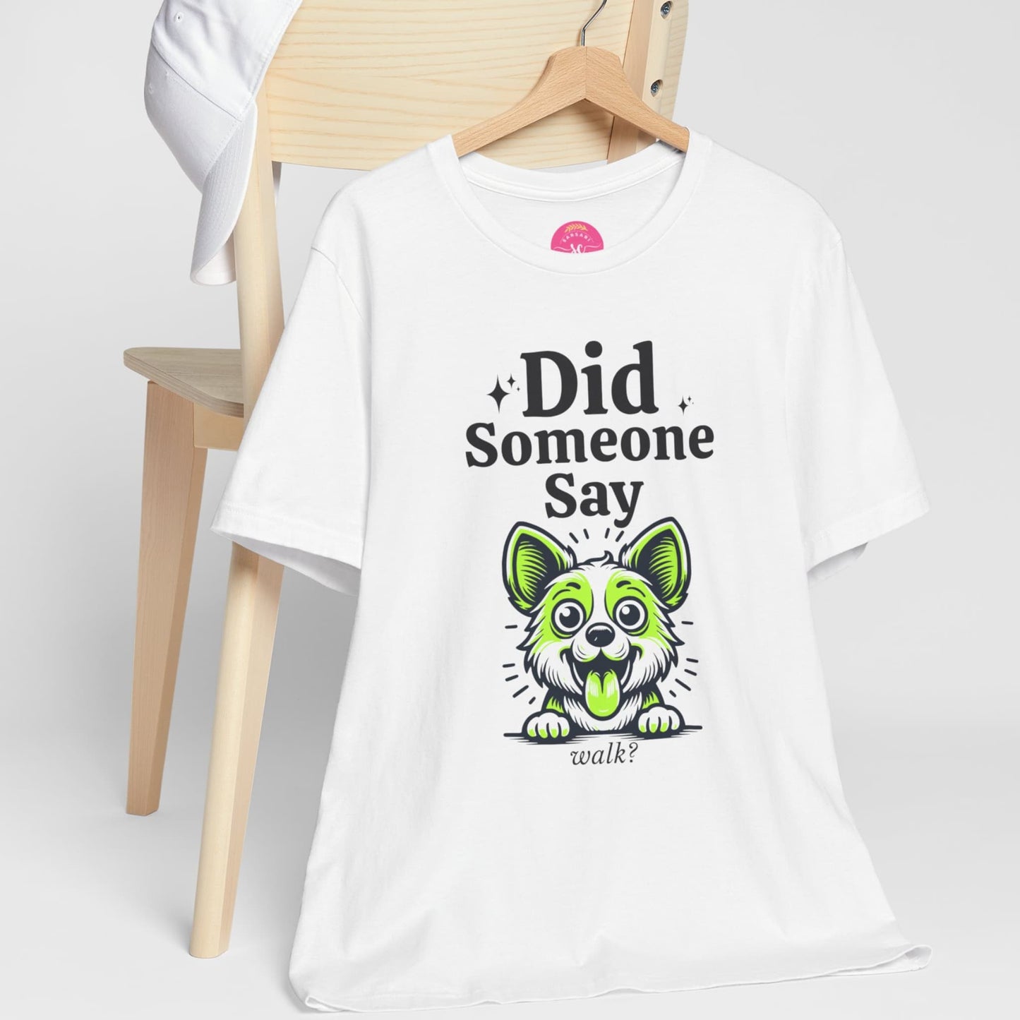 Cartoon Dog Graphic Print Oversized Tee white shirt on hanger