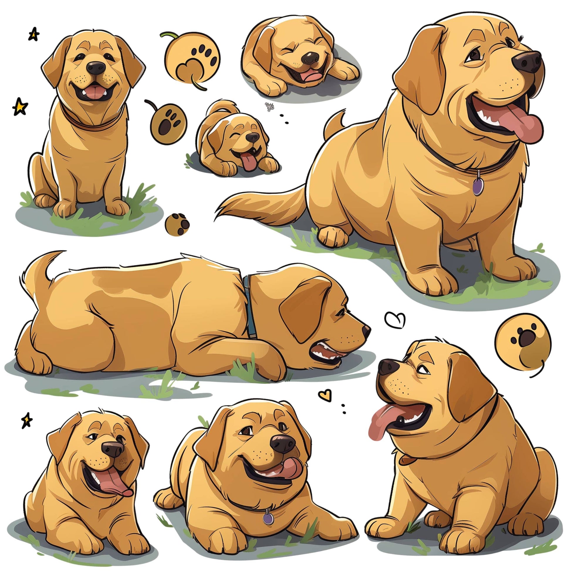 Funny & Cute Clipart Labrador Retriever Dog PNG Bundle with transparent background