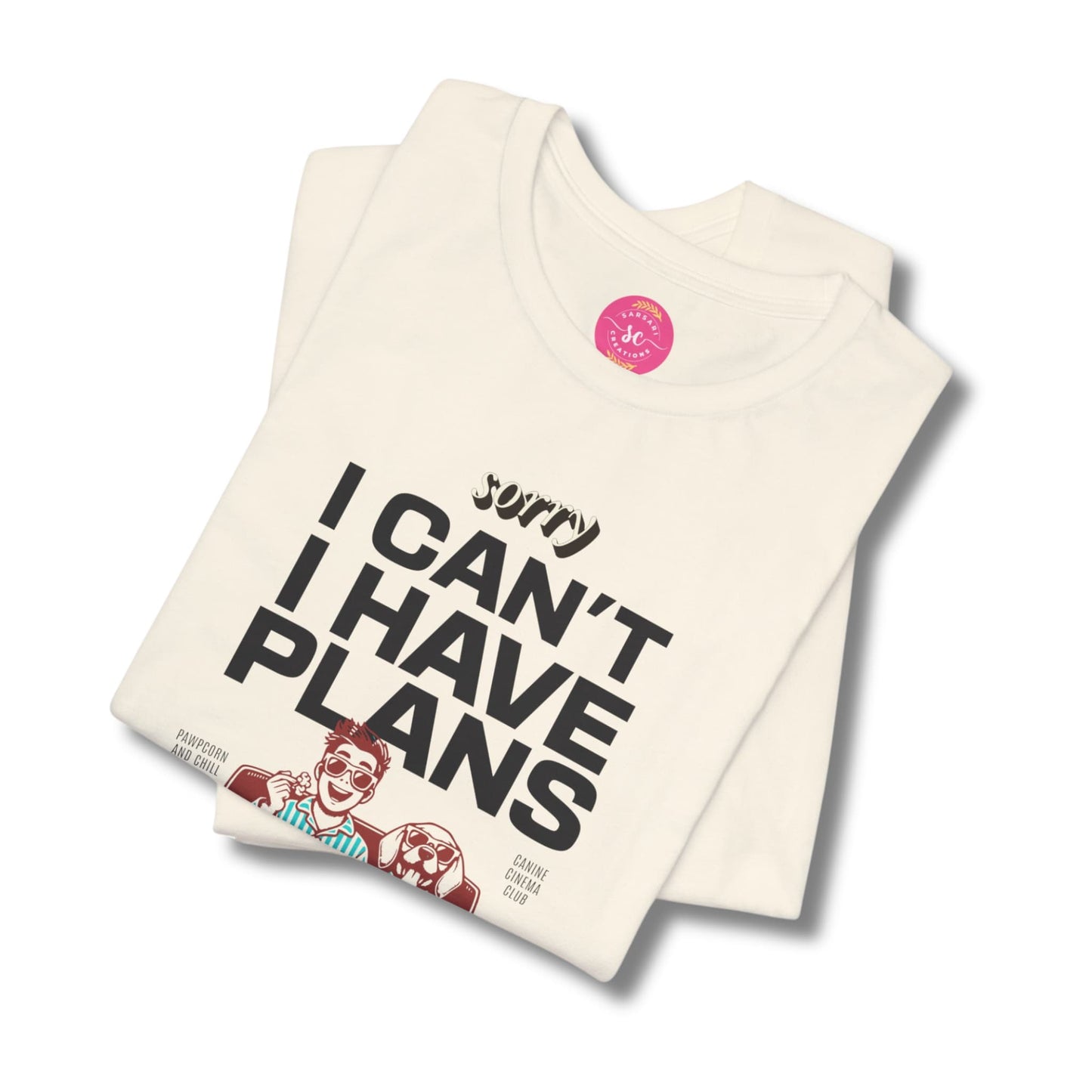 Loose Fit Casual Dog Cartoon Graphic natural tee shirt folded
