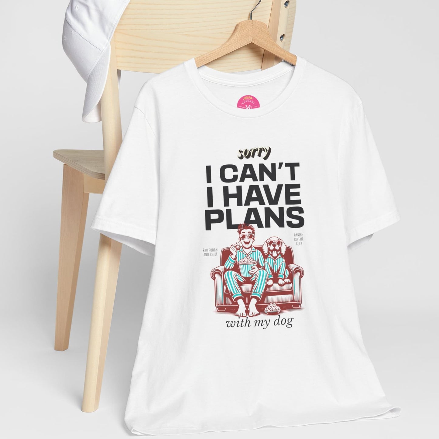Loose Fit Casual Dog Cartoon Graphic white tee on hanger