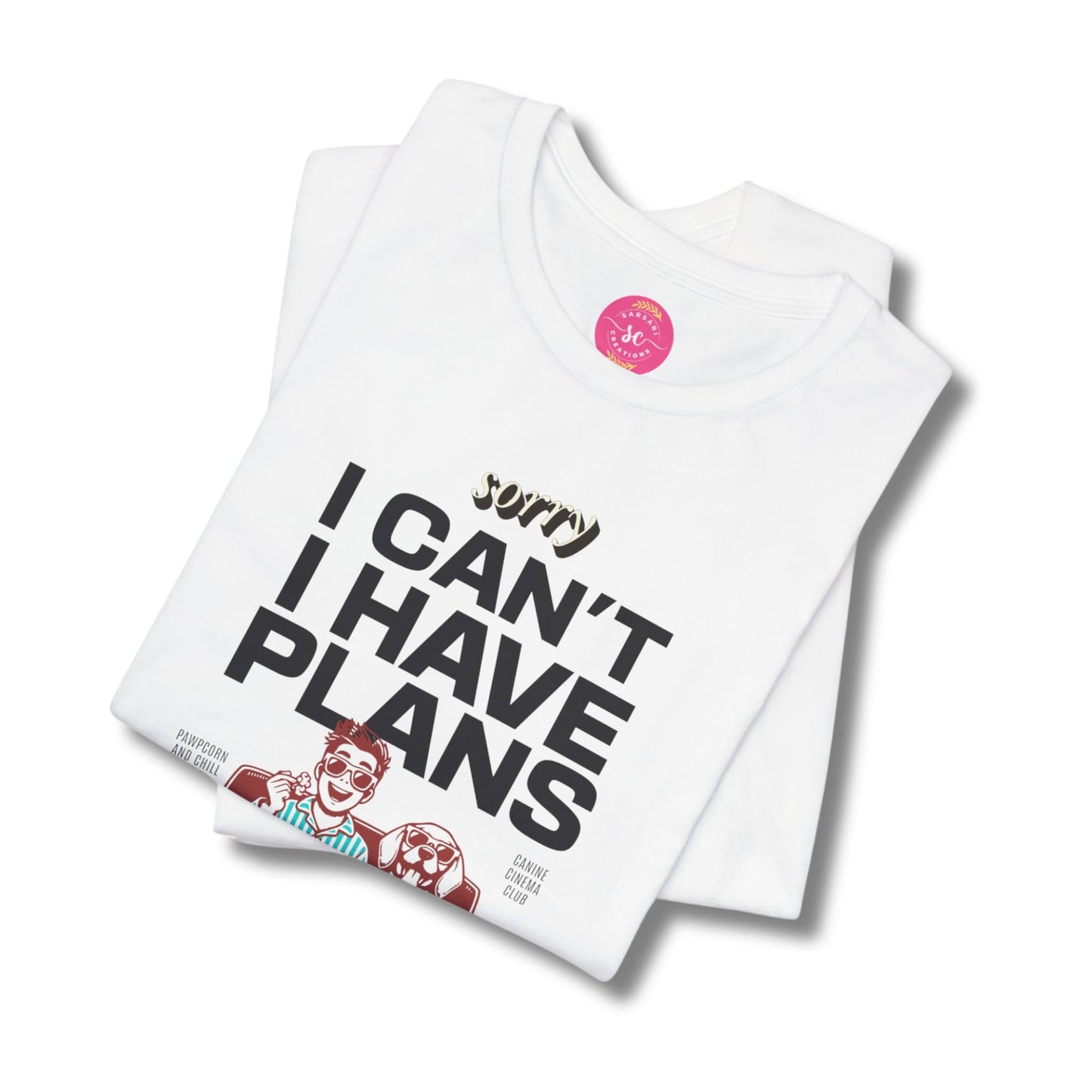 Loose Fit Casual Dog Cartoon Graphic white tee shirt folded
