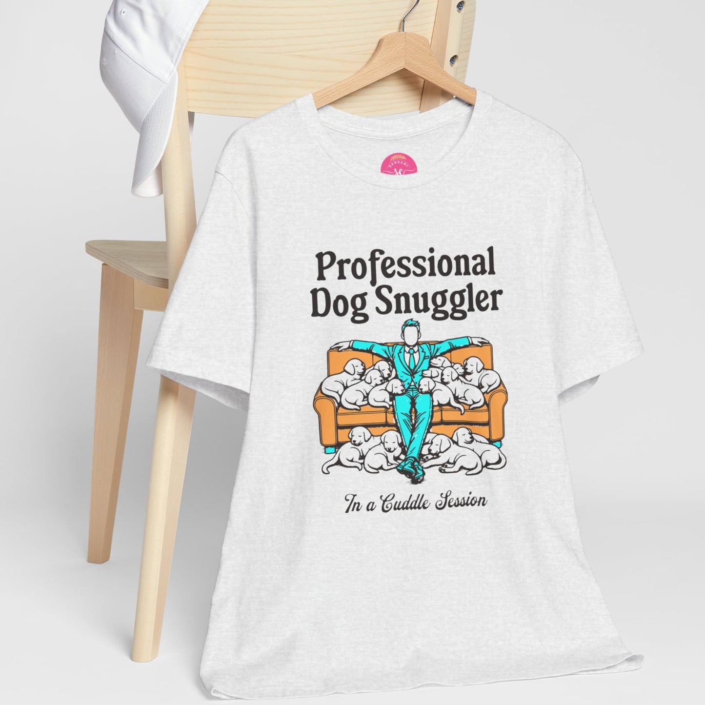 Professional Dog Snuggler Graphic ash tee on hanger