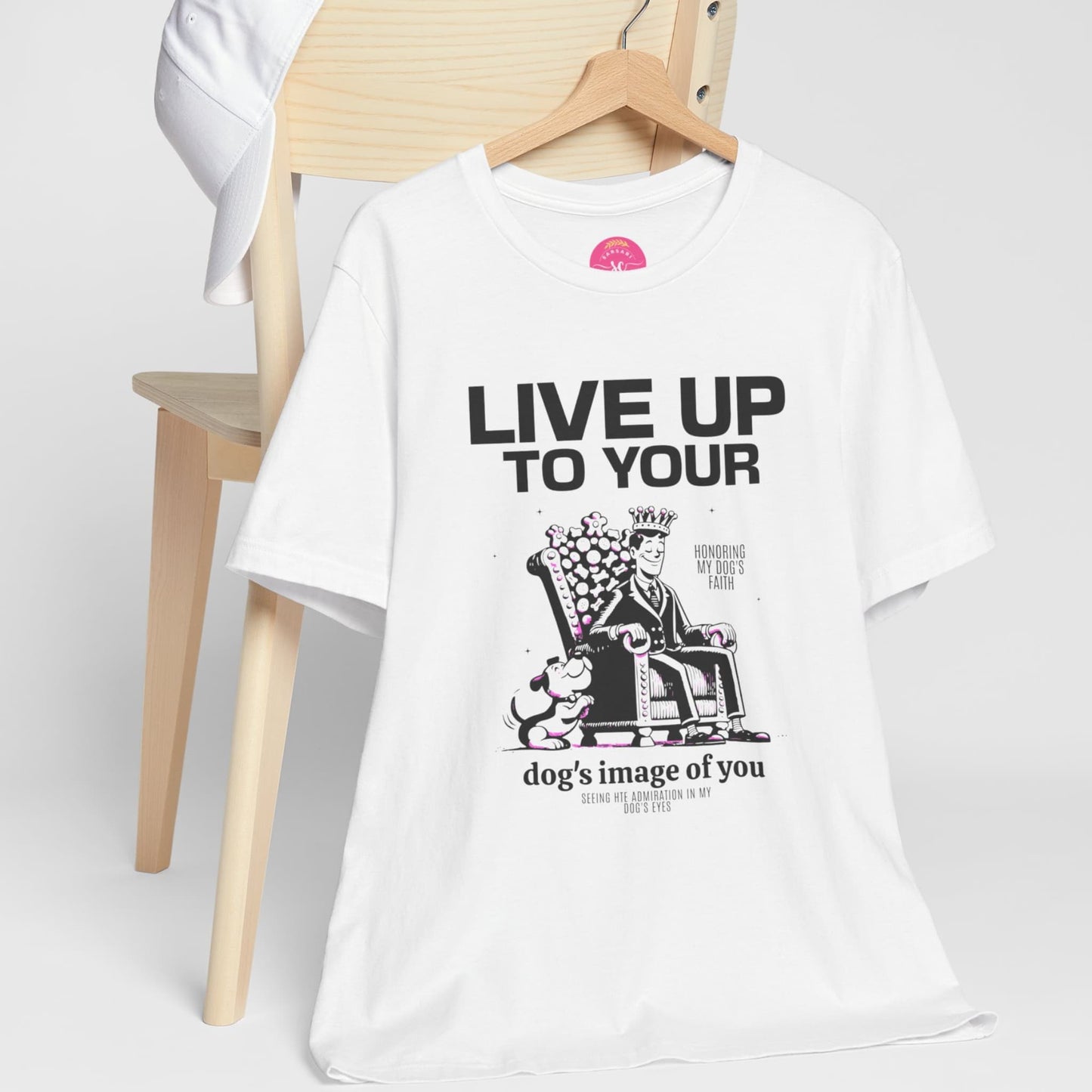 Puppy Statement Graphic Drop Shoulder Tee white on hanger