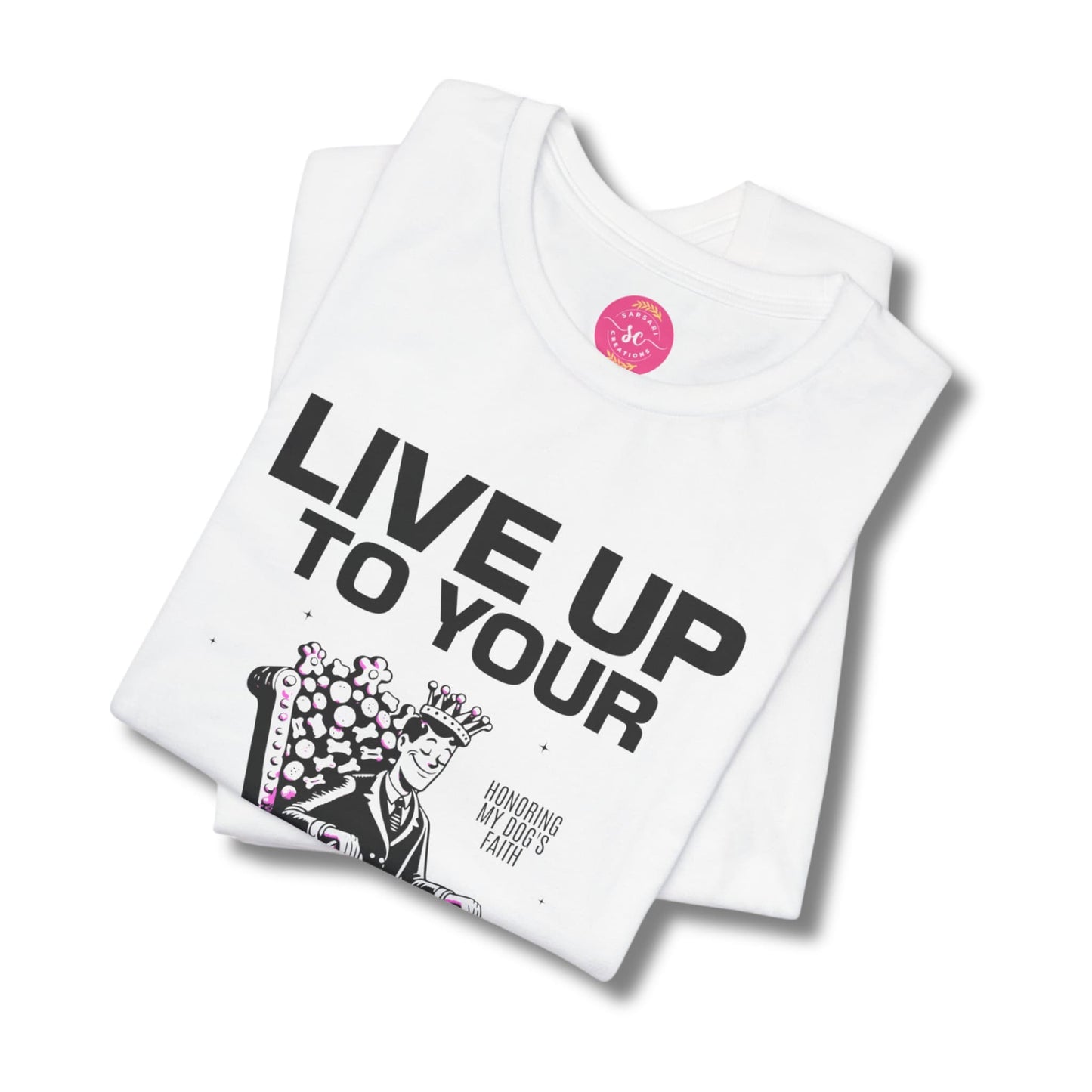 Puppy Statement Graphic Drop Shoulder Tee white shirt folded
