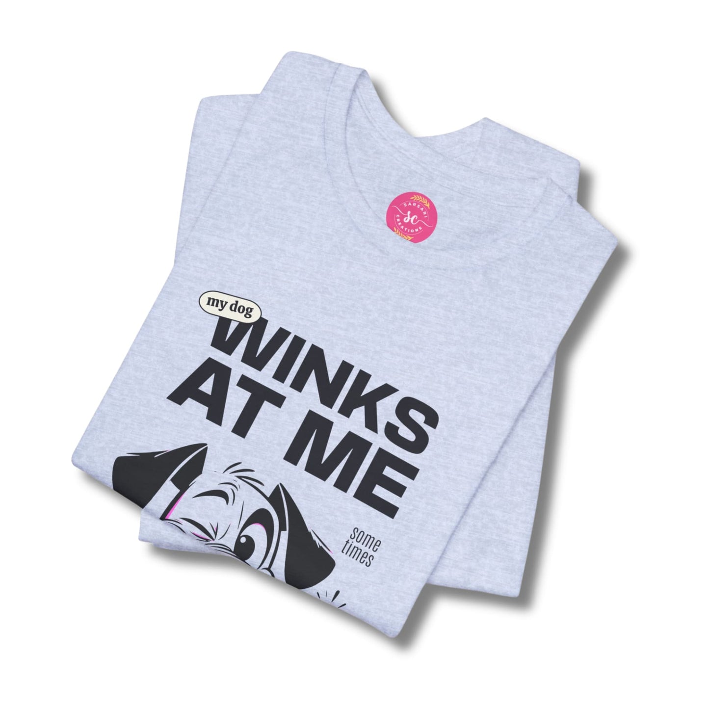 Statement Dog Graphic Drop Shoulder heather blue tee shirt folded
