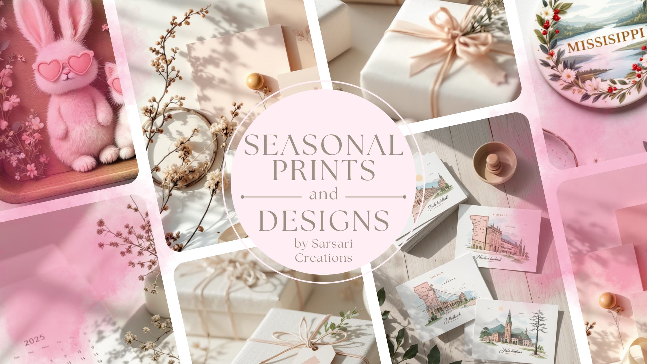 Sarsari Creations Website Banner Image Featuring different products