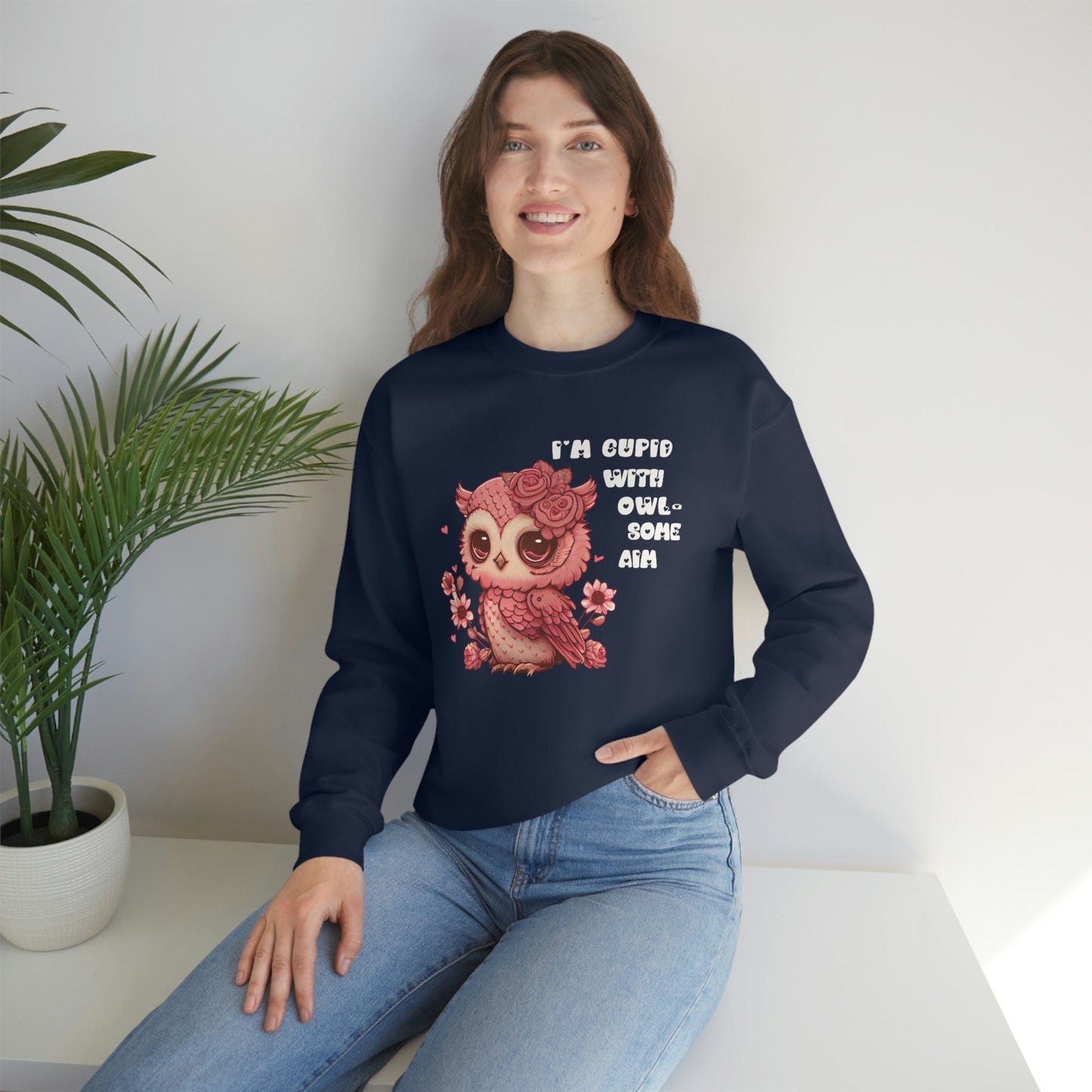 2023 Valentine's Day Gift: I'm Cupid with Owl, Some Aim Sweatshirt