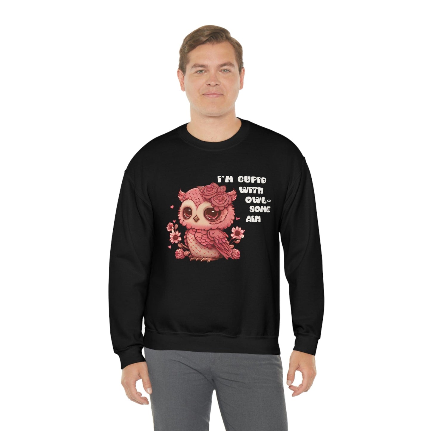 2023 Valentine's Day Gift: I'm Cupid with Owl, Some Aim Sweatshirt