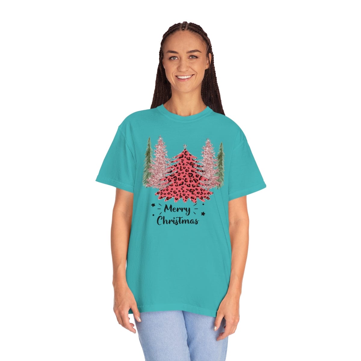 Leopard Plaid Christmas Shirt, Trees Plaid Comfort Colors, Pink Leopard Shirt, Leopard T-Shirt, Holiday Gift