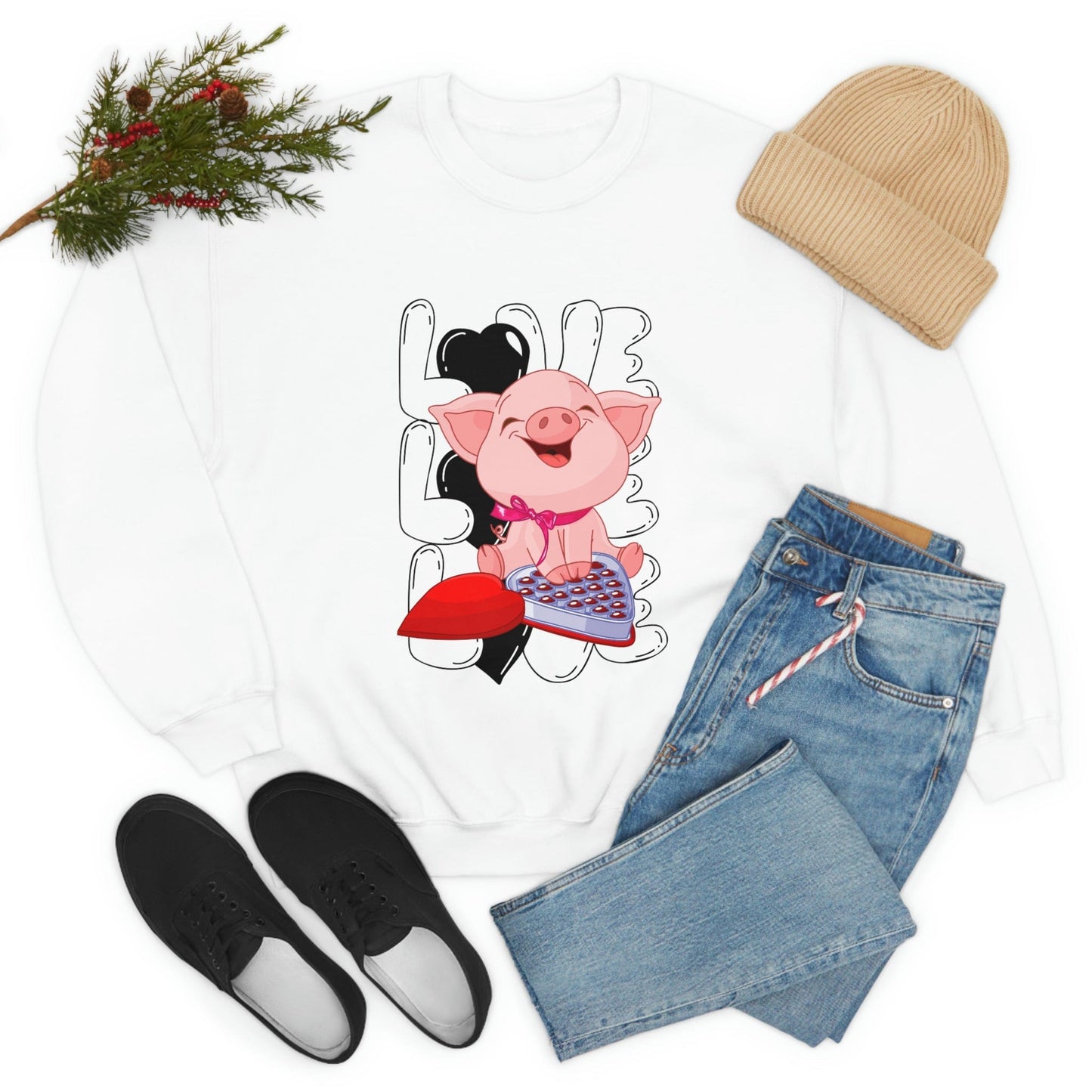 Sweet & Studious: Valentine's Day 2023 Love Piglet Chocolate Study Sweatshirt