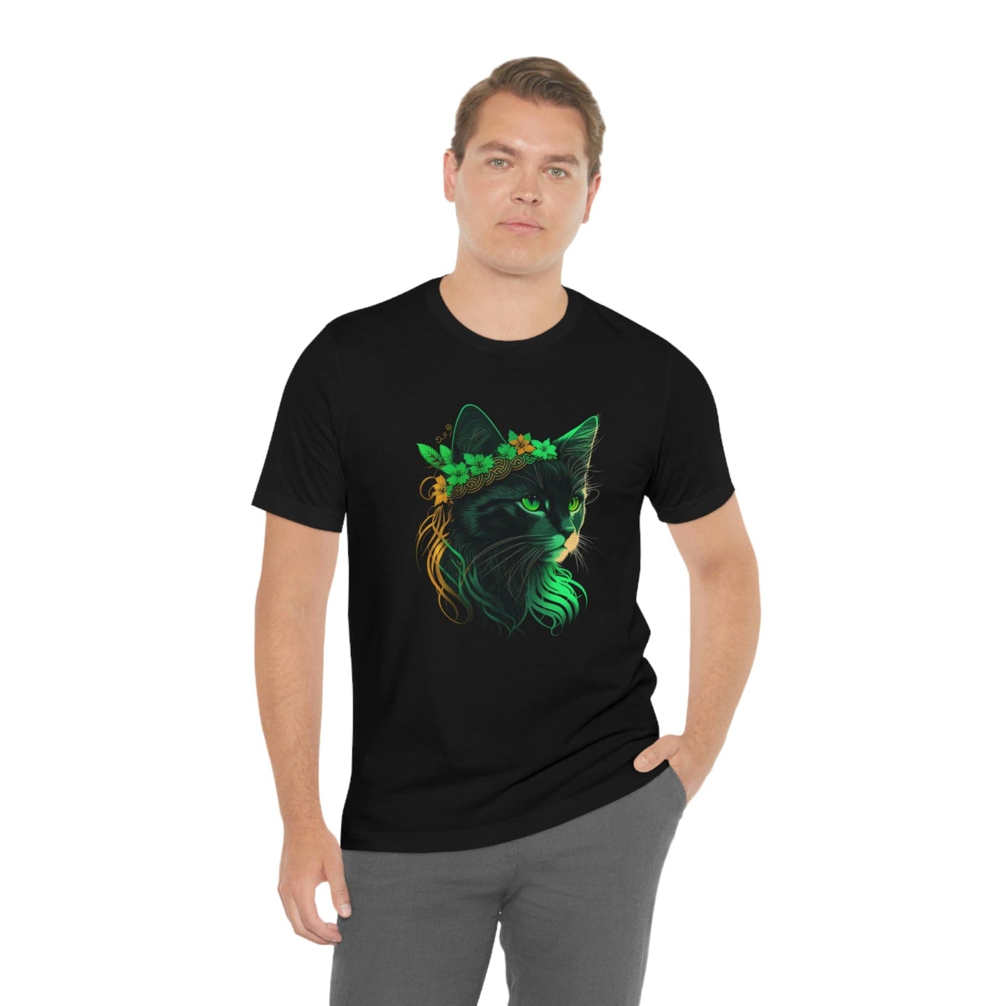 2023 Unisex Green Cat Lover Irish St Patricks Day Funny Gaelic T-Shirt