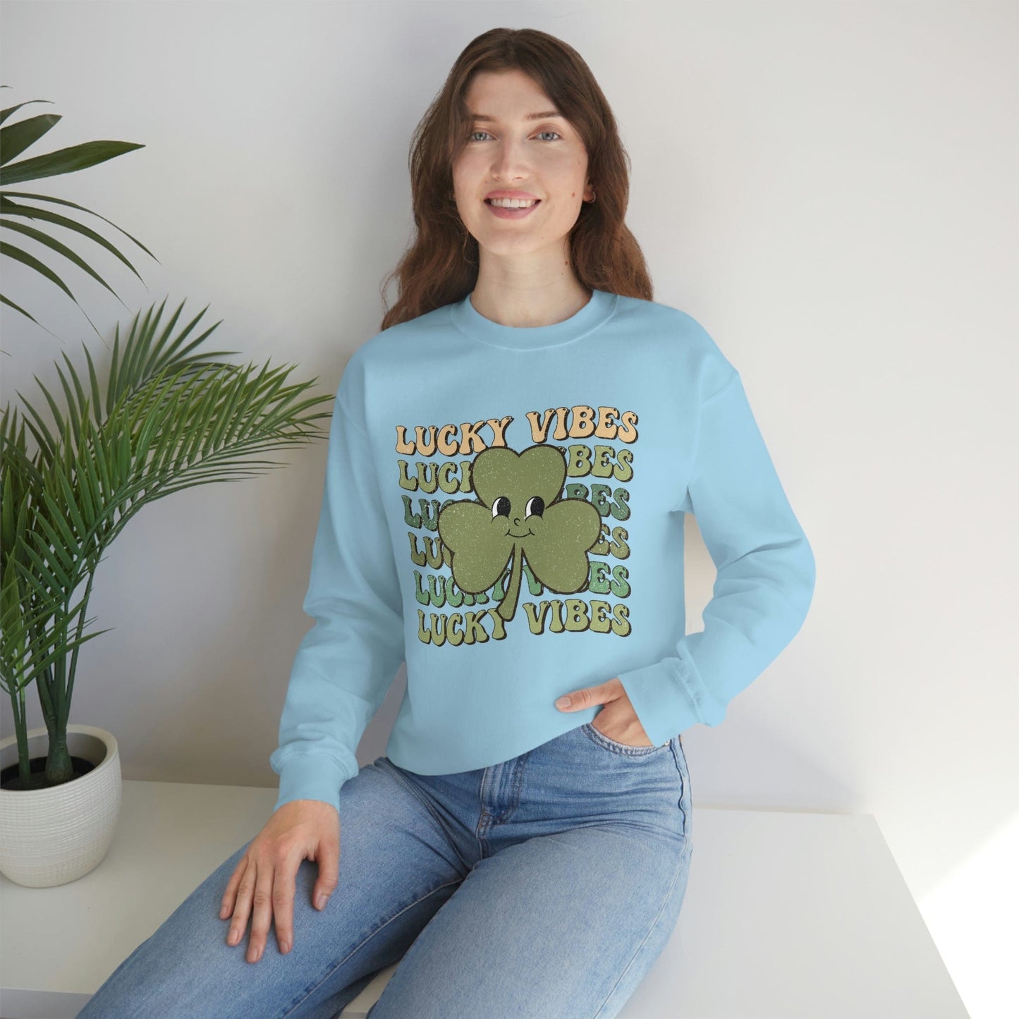 2023 Funny Groovy St. Patrick's Day Unisex Irish Lucky Vibes Clover Sweatshirt