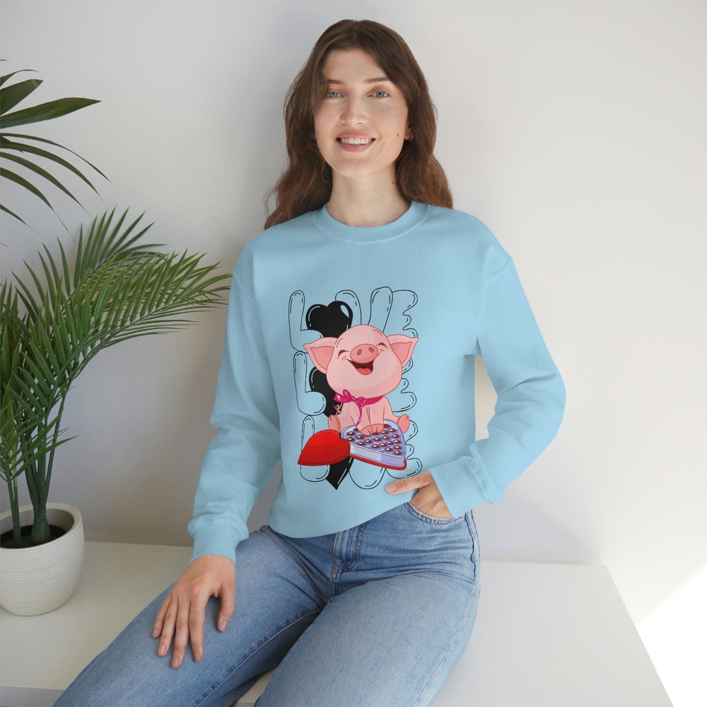 Sweet & Studious: Valentine's Day 2023 Love Piglet Chocolate Study Sweatshirt