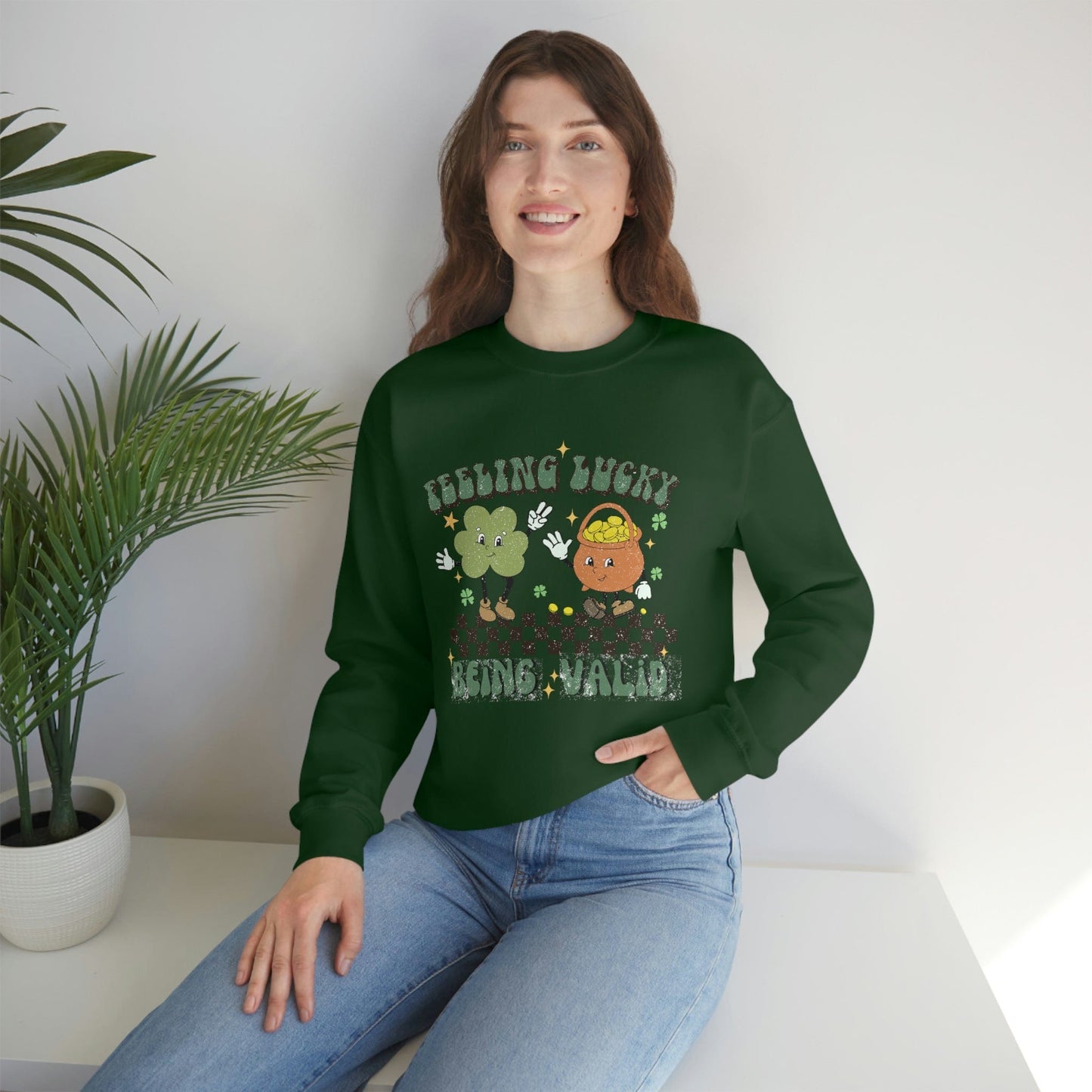 2023 Funny Sarcastic St. Patrick's Day Unisex Irish Being Valid Mental Health Sweatshirt