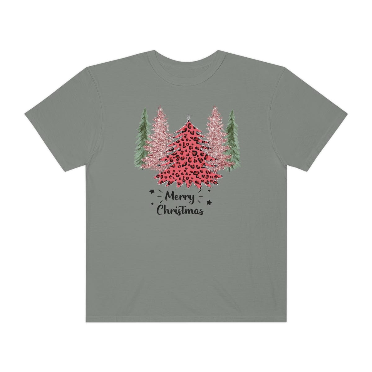 Leopard Plaid Christmas Shirt, Trees Plaid Comfort Colors, Pink Leopard Shirt, Leopard T-Shirt, Holiday Gift
