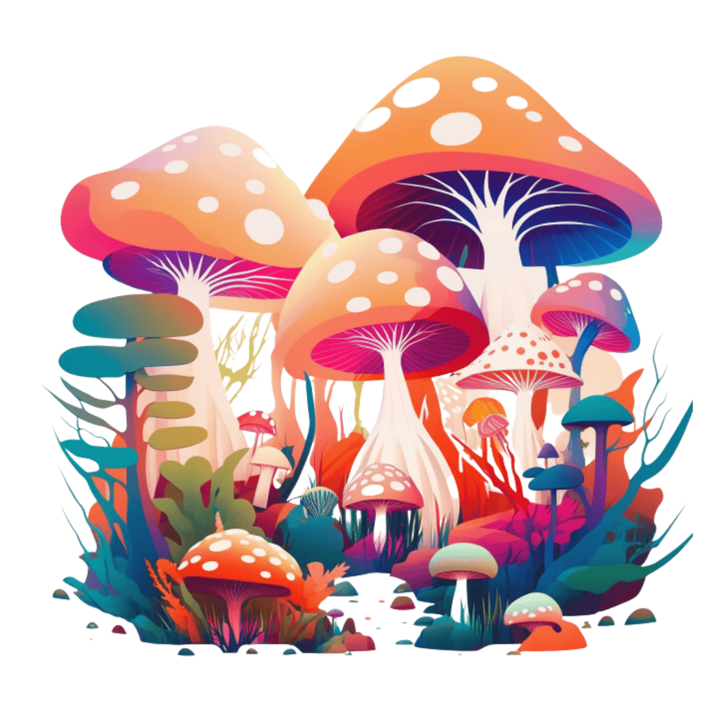 Mind-Bending Magical Mushroom Trip Images 2023 7 PNGs Set - Print on Demand Free Download - Instant Download