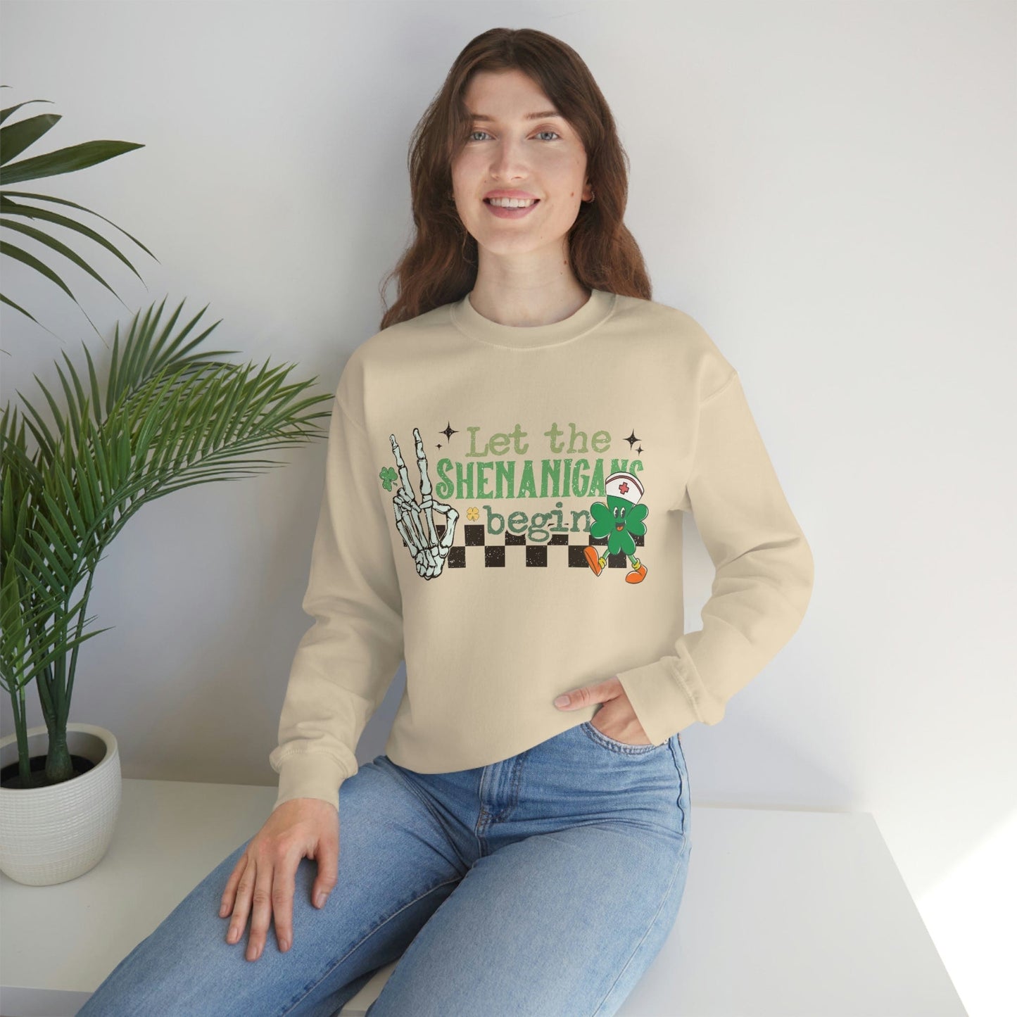 2023 Let the Shenanigan Begin Funny Skeleton St. Patrick's Day Unisex Sweatshirt