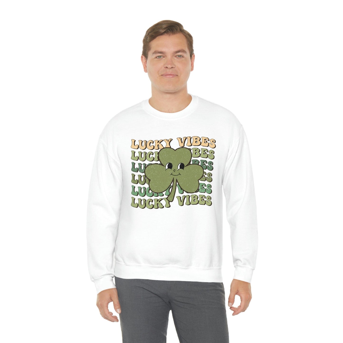 2023 Funny Groovy St. Patrick's Day Unisex Irish Lucky Vibes Clover Sweatshirt