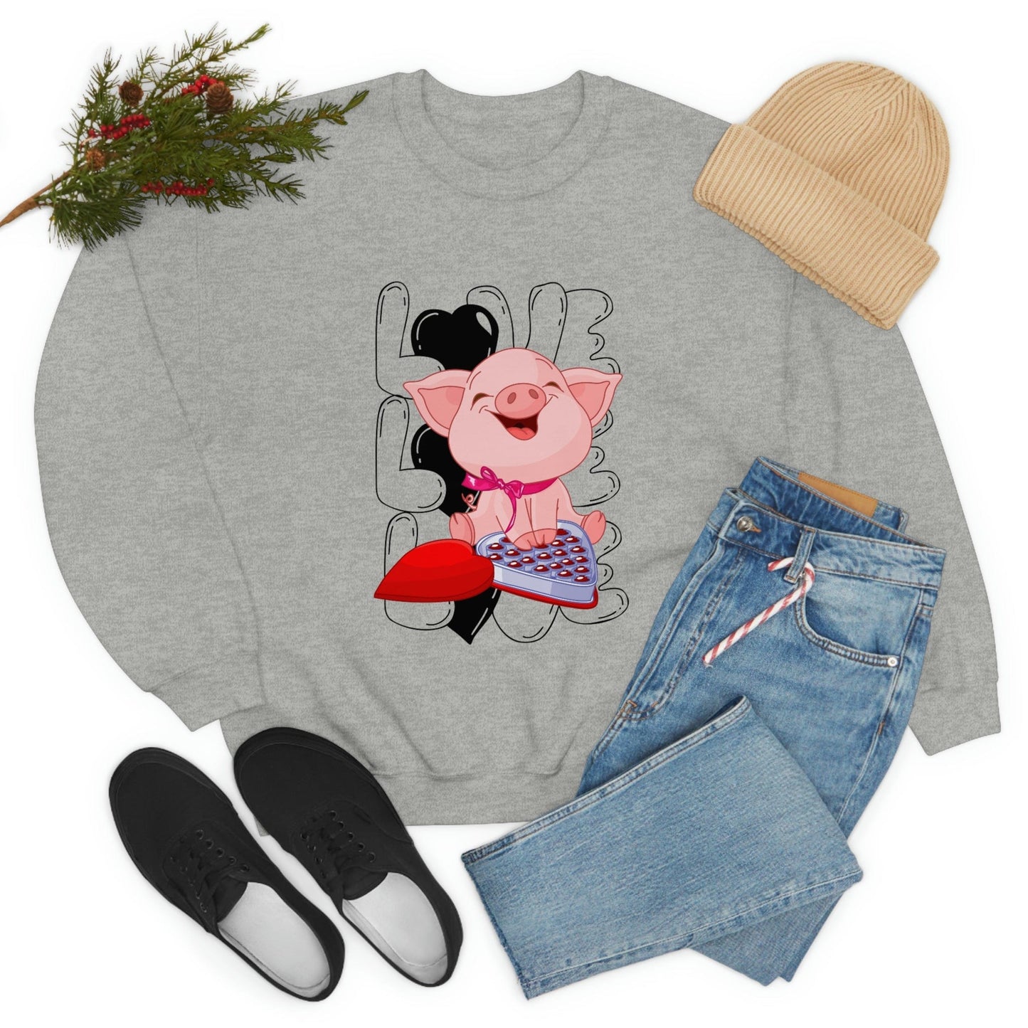 Sweet & Studious: Valentine's Day 2023 Love Piglet Chocolate Study Sweatshirt