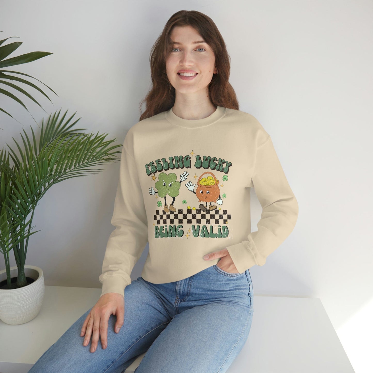 2023 Funny Sarcastic St. Patrick's Day Unisex Irish Being Valid Mental Health Sweatshirt