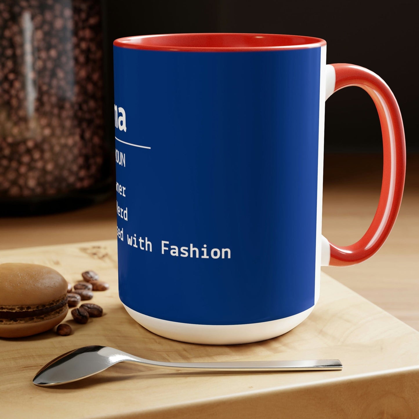 Make It Personal: Name Engraved Blue Mug 2023 with Name Definition for Mothers and Father's Day 15 oz Two-Tone Coffee Mugs