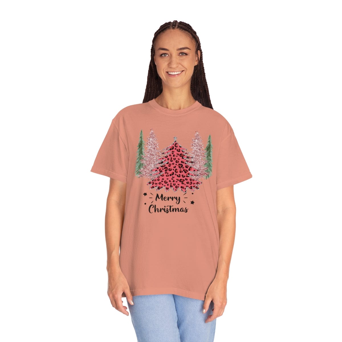 Leopard Plaid Christmas Shirt, Trees Plaid Comfort Colors, Pink Leopard Shirt, Leopard T-Shirt, Holiday Gift