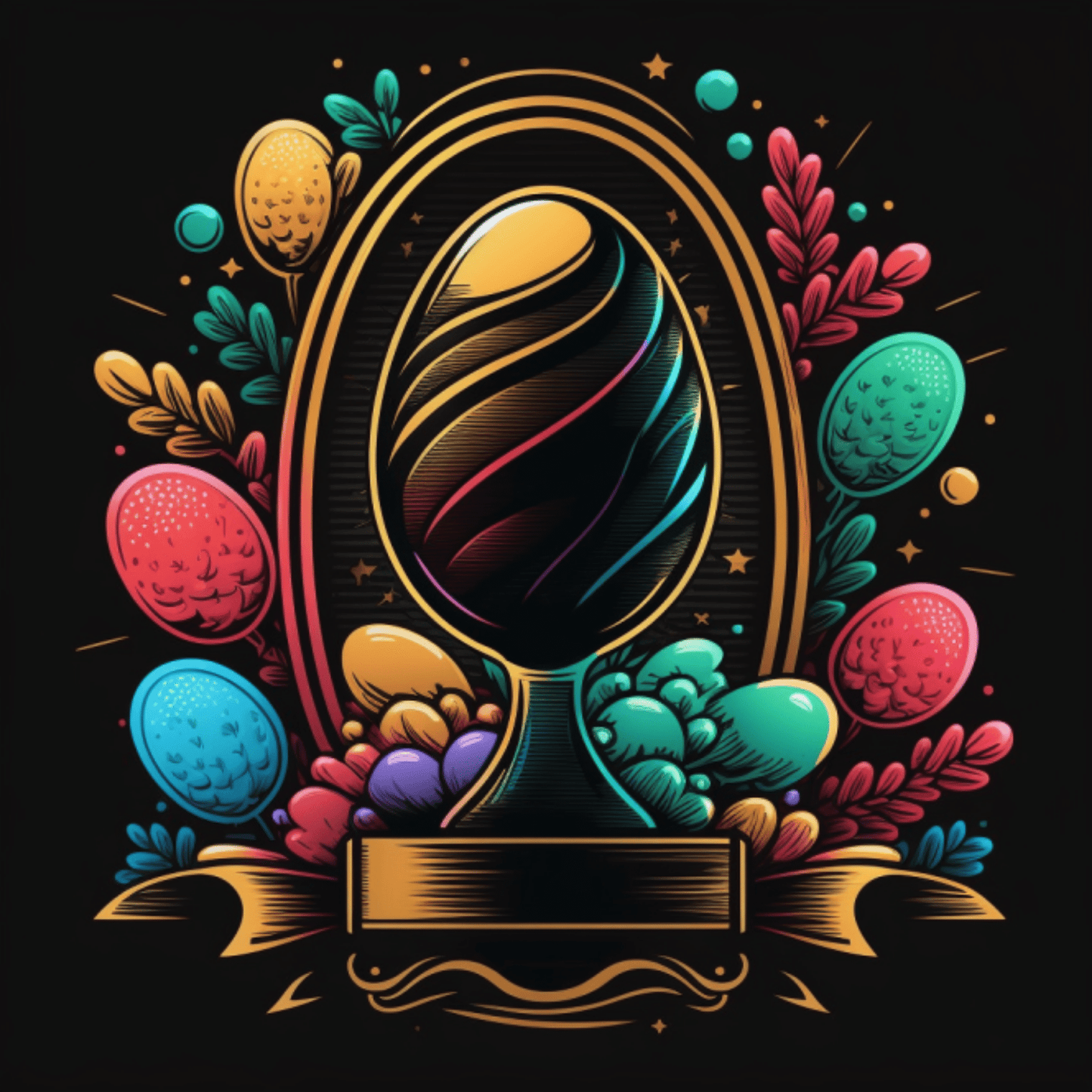 Vector Ai Generated Trophy Easter Images 2023 4 PNGs Set - Print on Demand Free Download - Instant Download