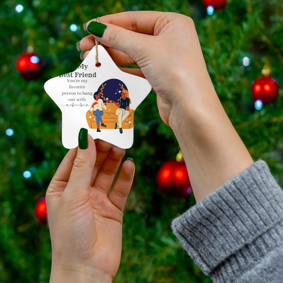 To My Best Friend Christmas Ceramic Ornament, 4 Shapes