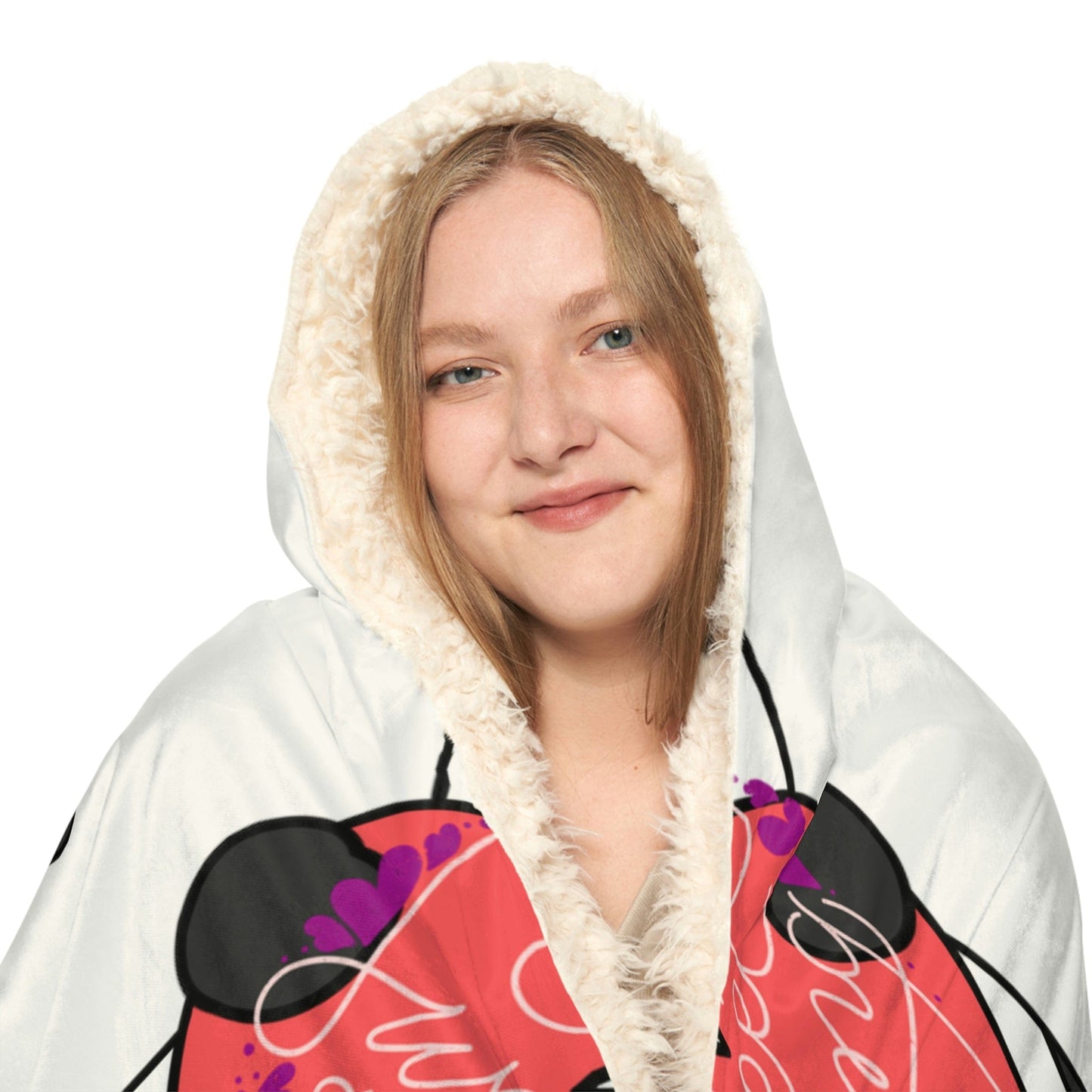 Panda Love Sherpa Snuggle Blanket - Cuddly Panda and a Red Heart - SarsariCreations