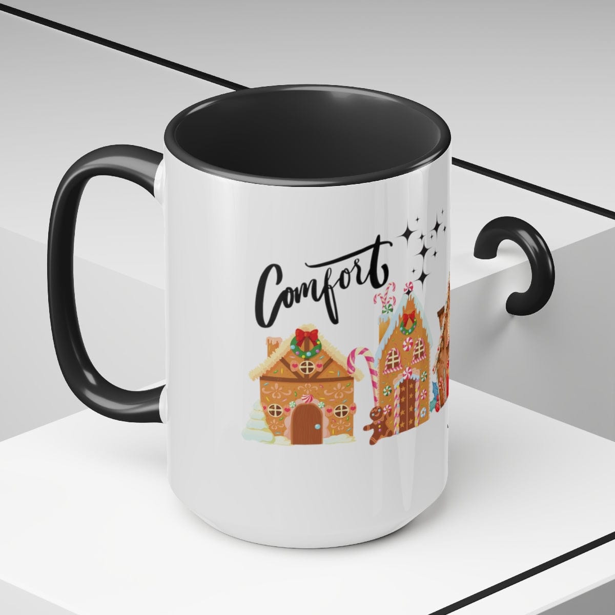 Comfort Joy Mug, Home Decor, Christmas Family Gift 15 oz Two-Tone Coffee Mugs