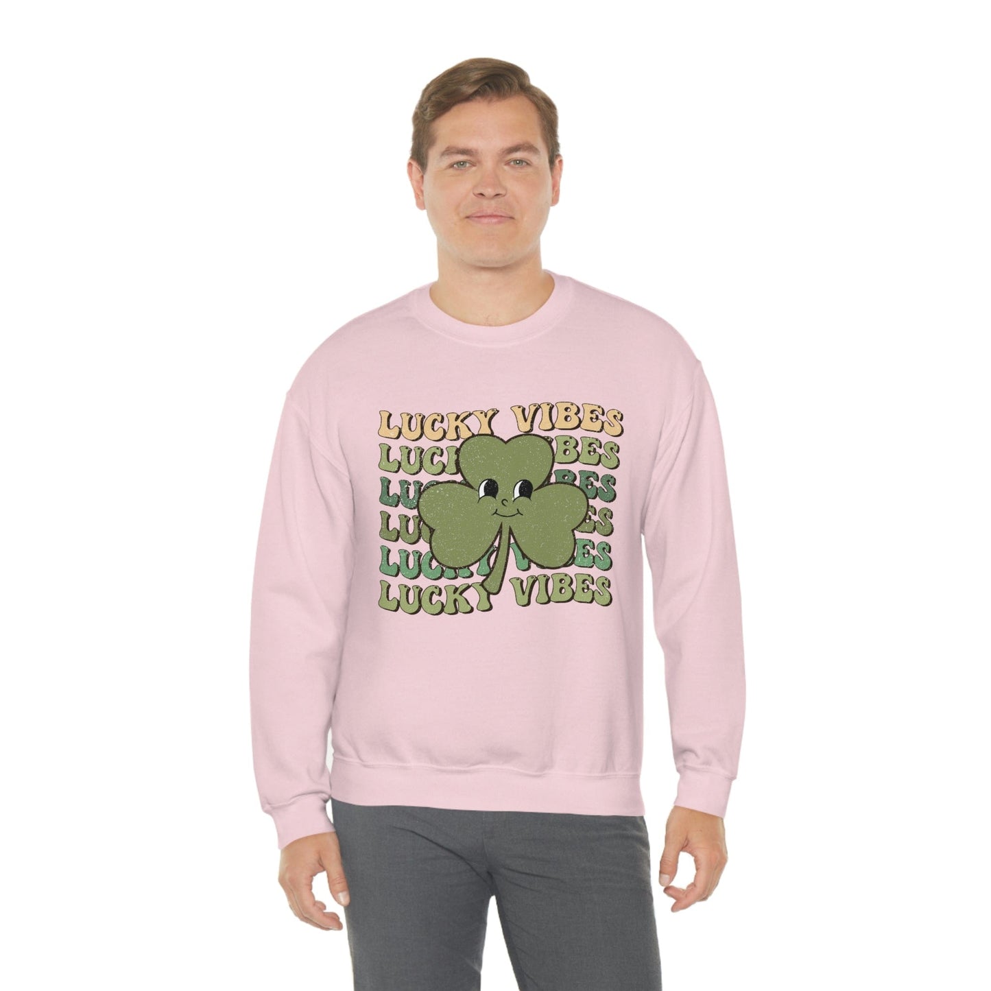 2023 Funny Groovy St. Patrick's Day Unisex Irish Lucky Vibes Clover Sweatshirt