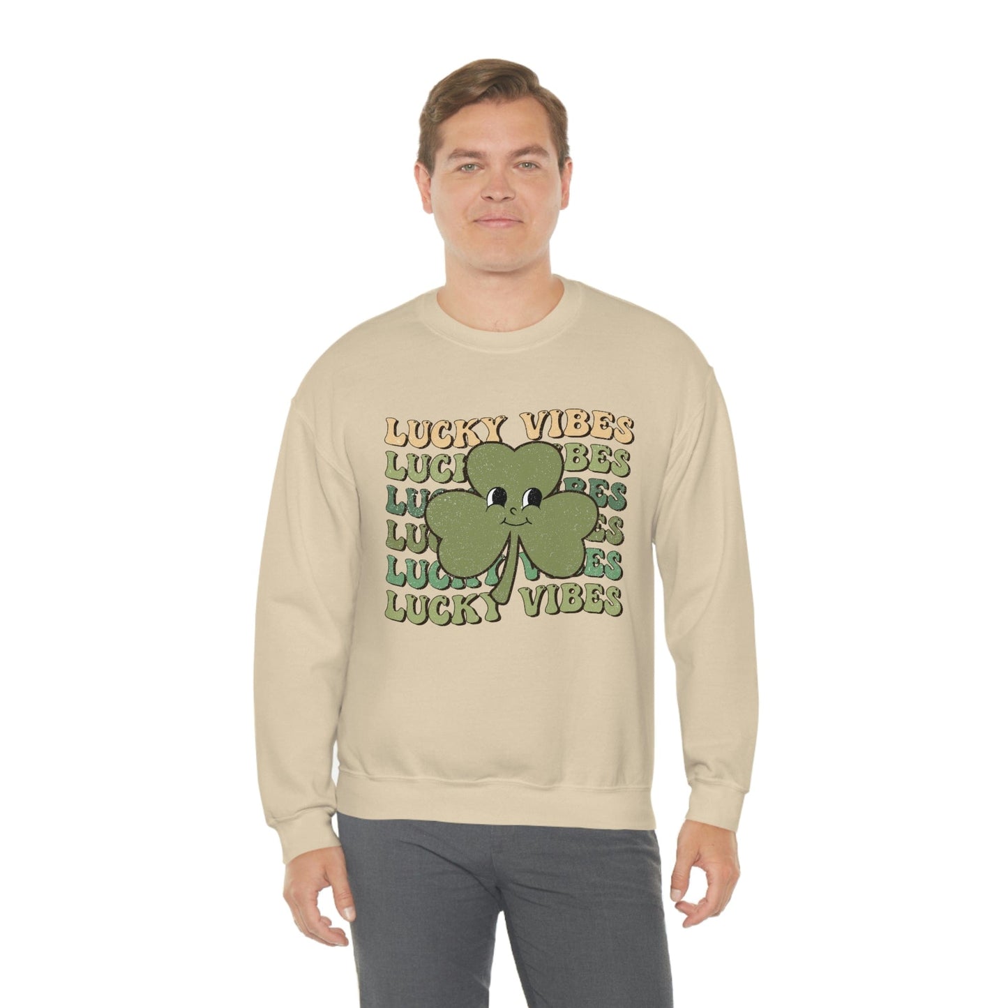 2023 Funny Groovy St. Patrick's Day Unisex Irish Lucky Vibes Clover Sweatshirt