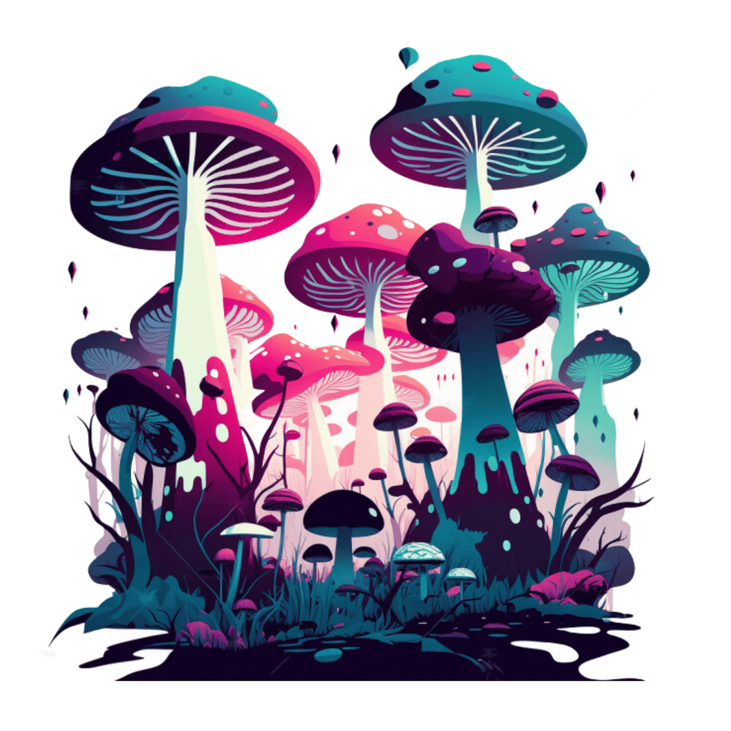 Mind-Bending Magical Mushroom Trip Images 2023 7 PNGs Set - Print on Demand Free Download - Instant Download