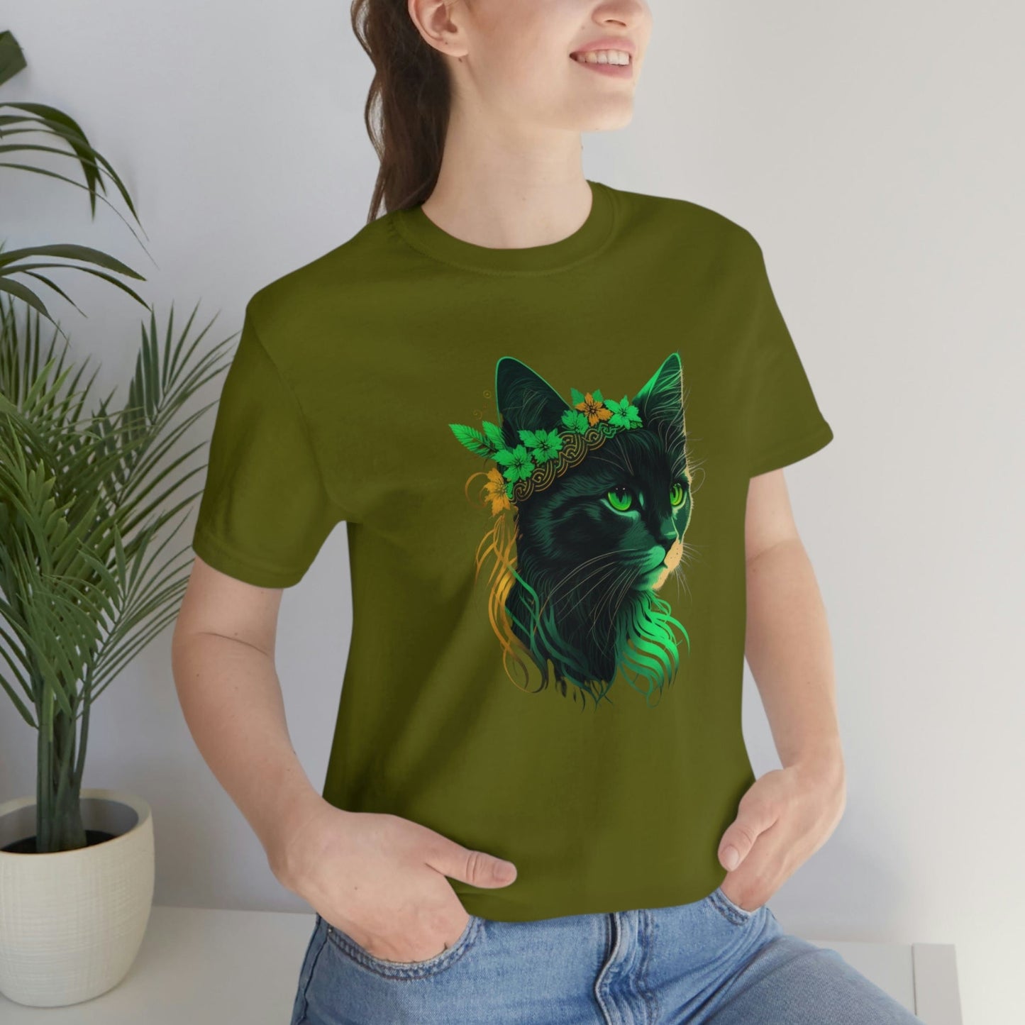 2023 Unisex Green Cat Lover Irish St Patricks Day Funny Gaelic T-Shirt