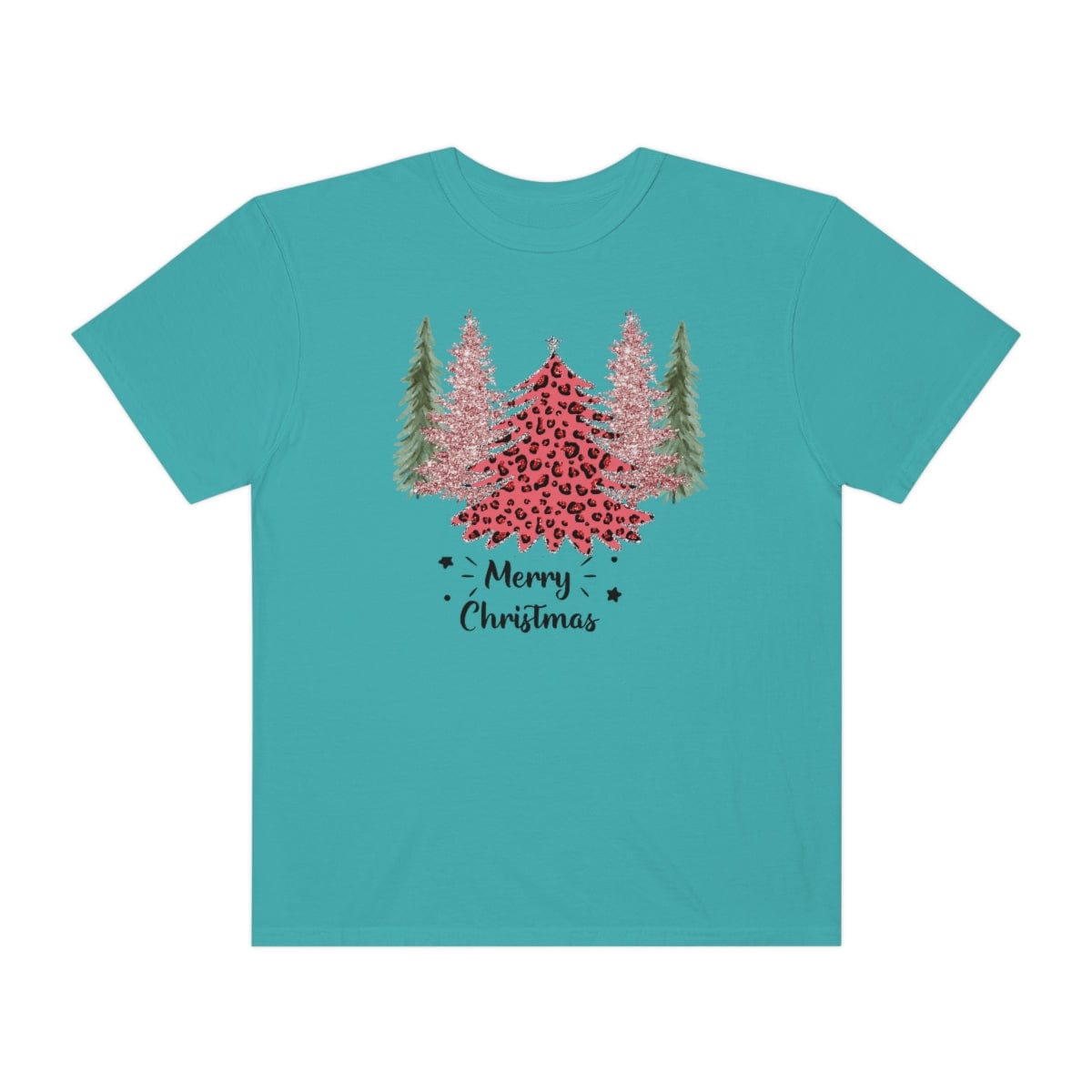 Leopard Plaid Christmas Shirt, Trees Plaid Comfort Colors, Pink Leopard Shirt, Leopard T-Shirt, Holiday Gift