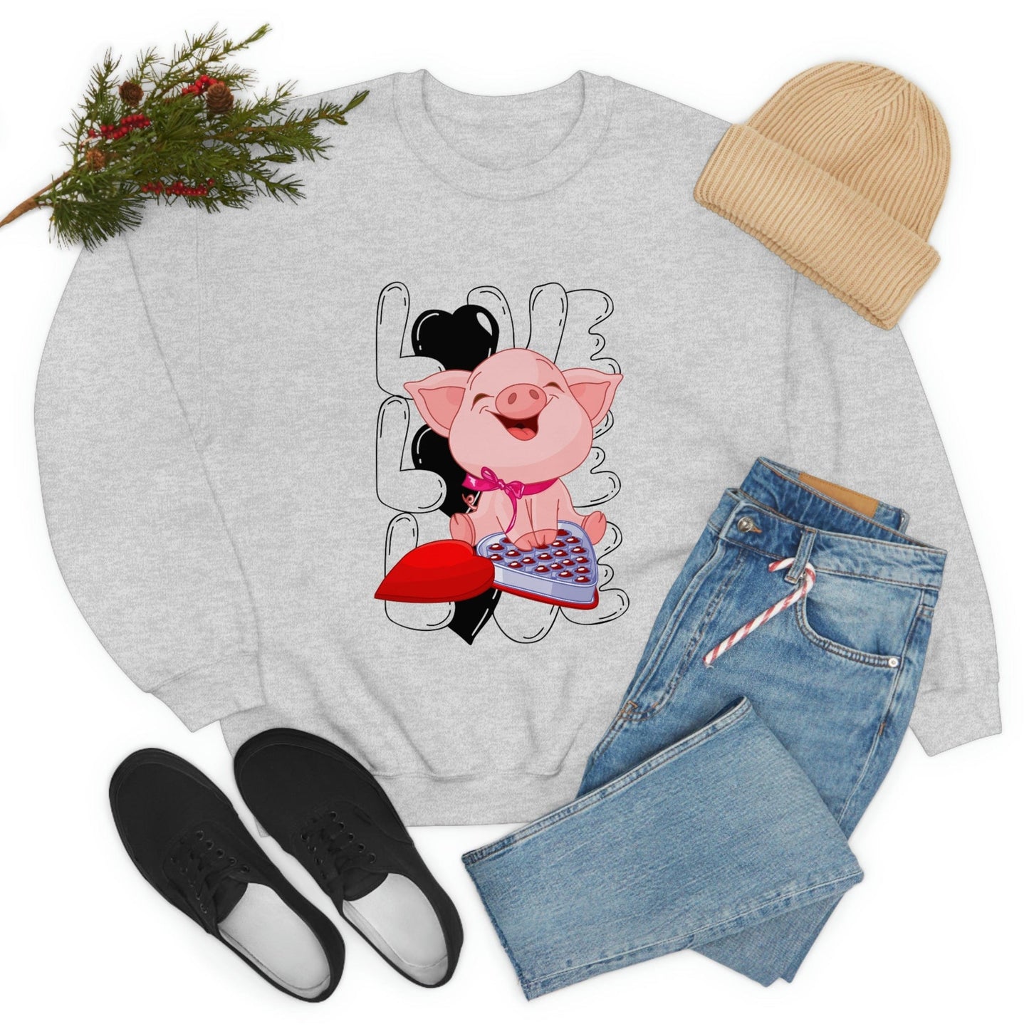 Sweet & Studious: Valentine's Day 2023 Love Piglet Chocolate Study Sweatshirt
