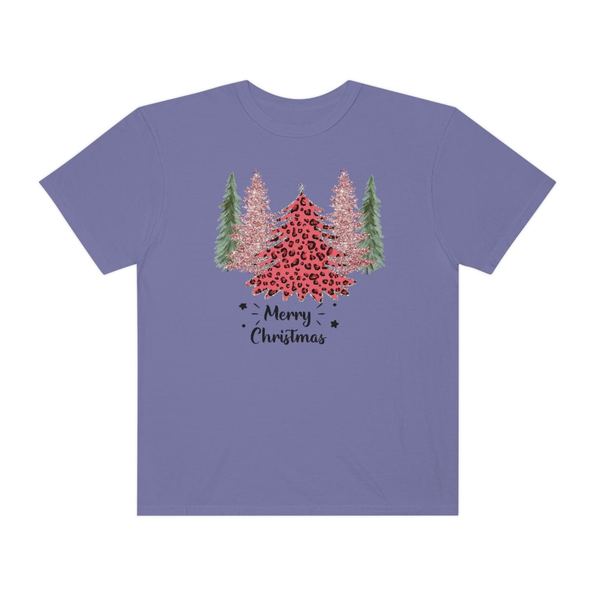 Leopard Plaid Christmas Shirt, Trees Plaid Comfort Colors, Pink Leopard Shirt, Leopard T-Shirt, Holiday Gift