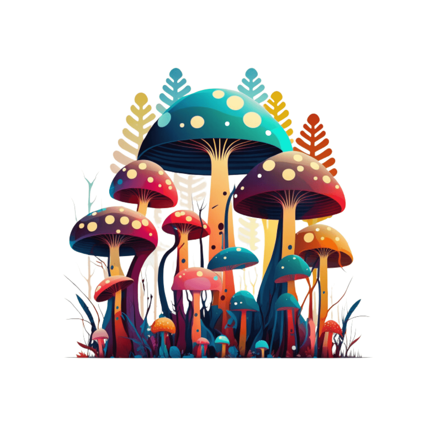 Mind-Bending Magical Mushroom Trip Images 2023 7 PNGs Set - Print on Demand Free Download - Instant Download
