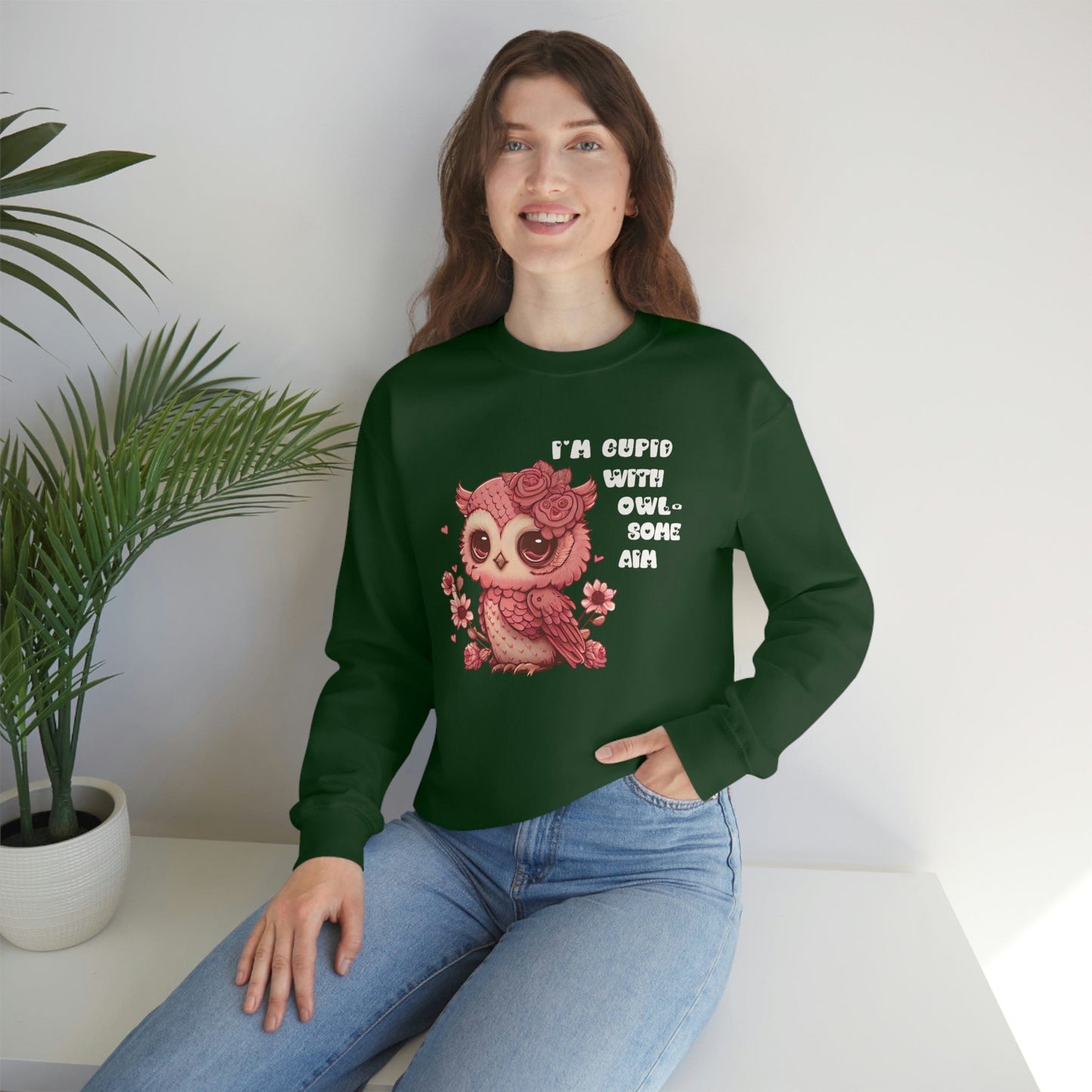 2023 Valentine's Day Gift: I'm Cupid with Owl, Some Aim Sweatshirt