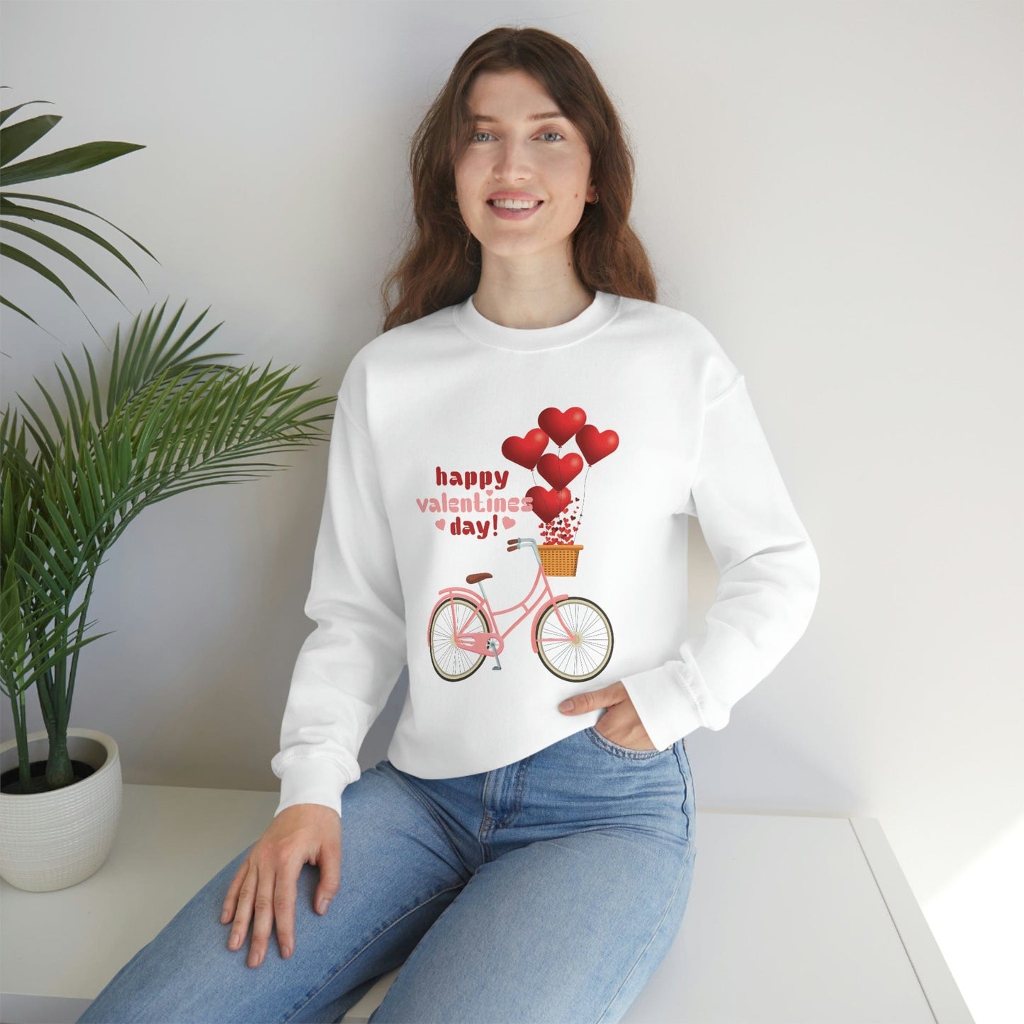 Love on the Cycle with Red Hearts Balloon: 2023 Valentine's Day Sweatshirt
