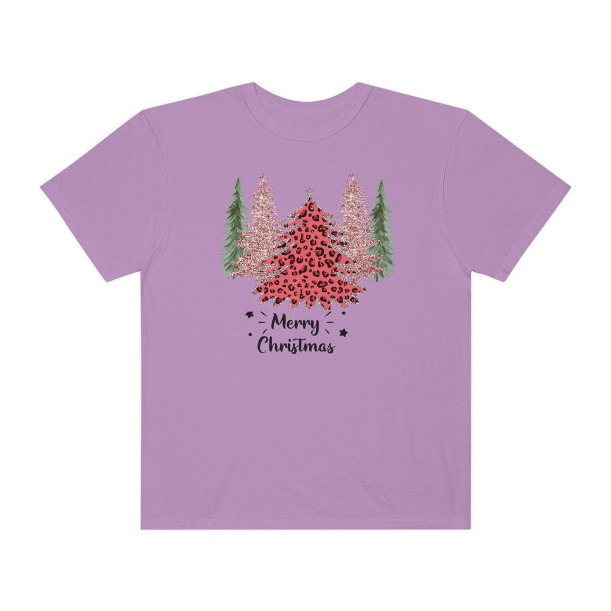 Leopard Plaid Christmas Shirt, Trees Plaid Comfort Colors, Pink Leopard Shirt, Leopard T-Shirt, Holiday Gift