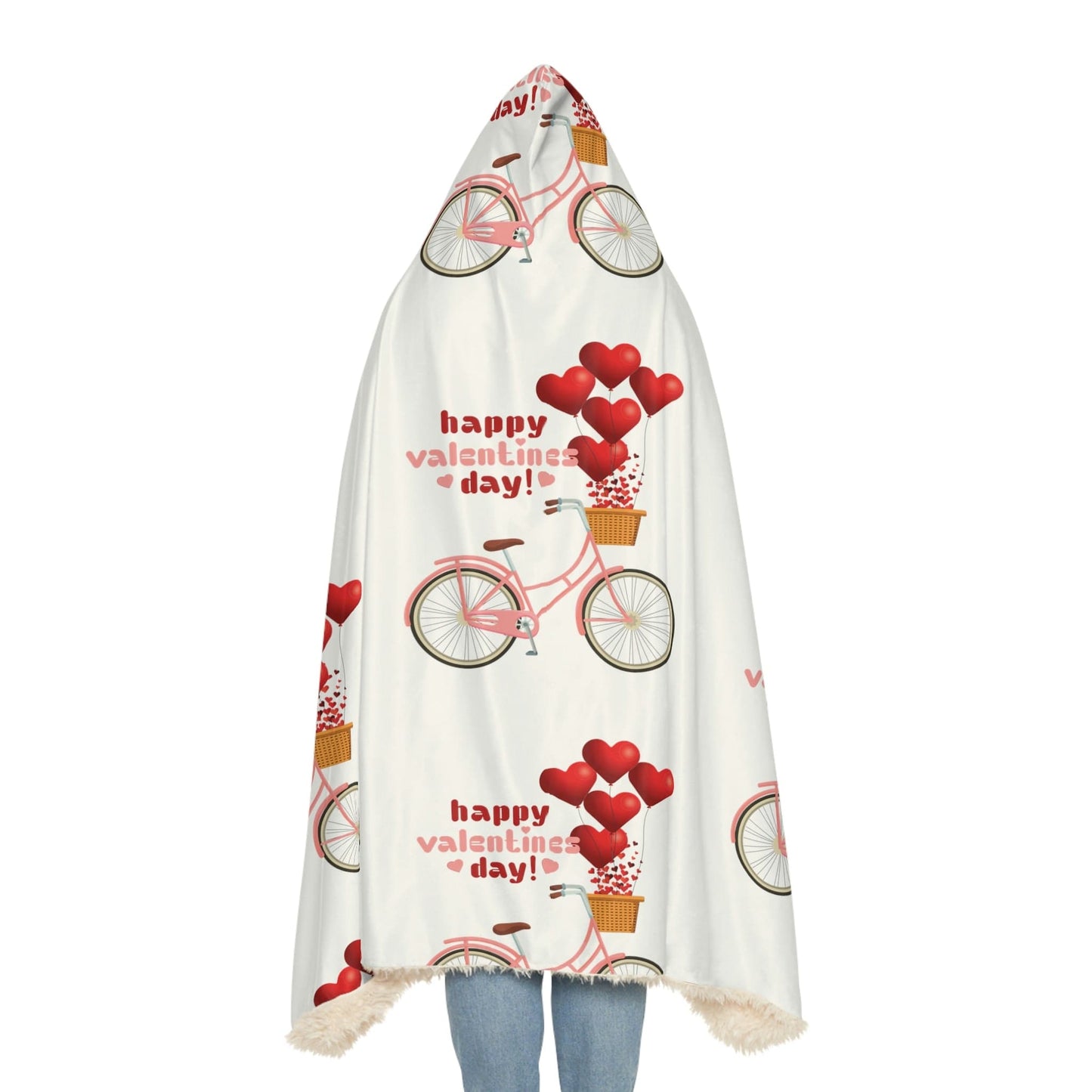 Sherpa Snuggle Blanket with Red Heart Balloon Bicycle Print - Cozy and Romantic Home Decor - SarsariCreations