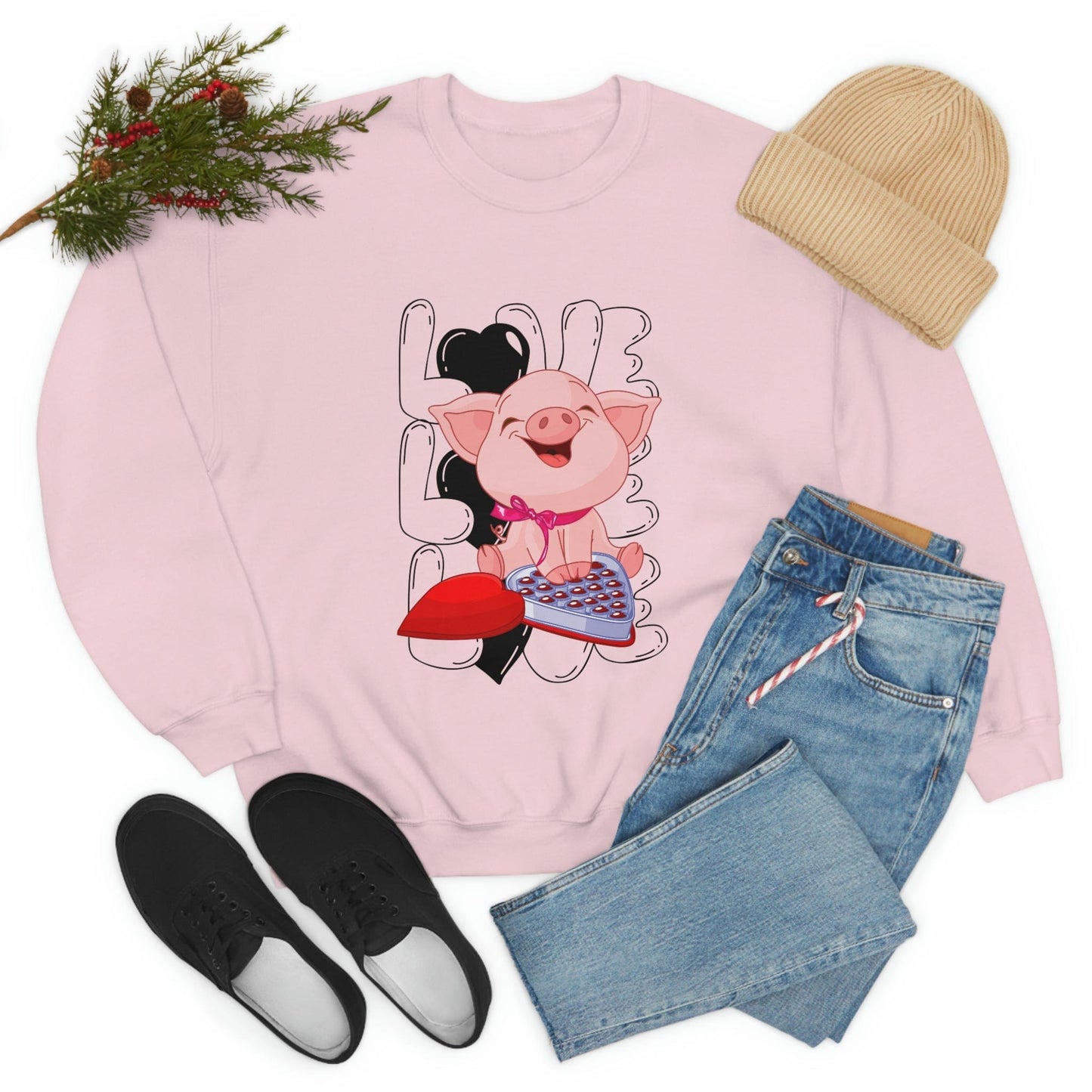 Sweet & Studious: Valentine's Day 2023 Love Piglet Chocolate Study Sweatshirt